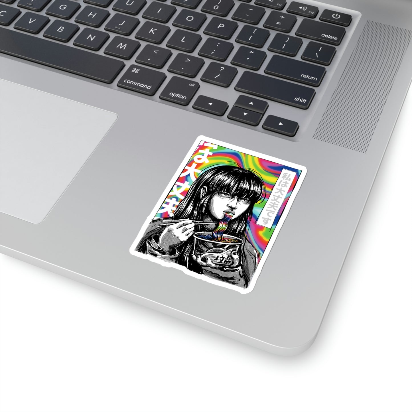 Japan Comic Psychedelic Girl Eating Ramen Sticker