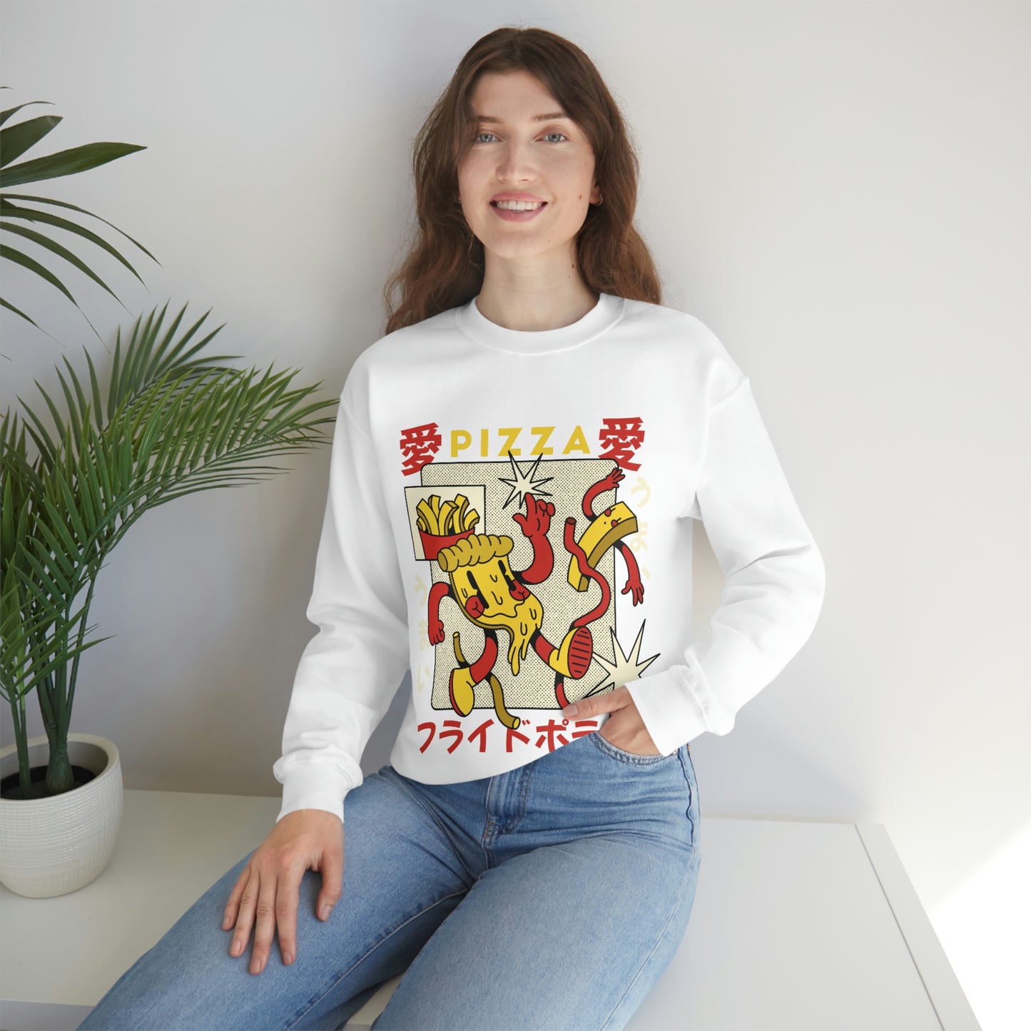 Japanese Aesthetic Pizza Cartoon Sweatshirt