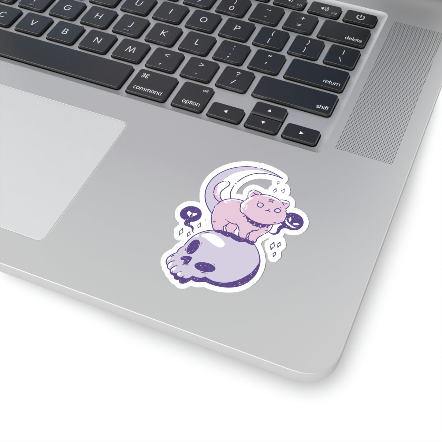 Pastel Goth Cat On Skull Goth Aesthetic Sticker