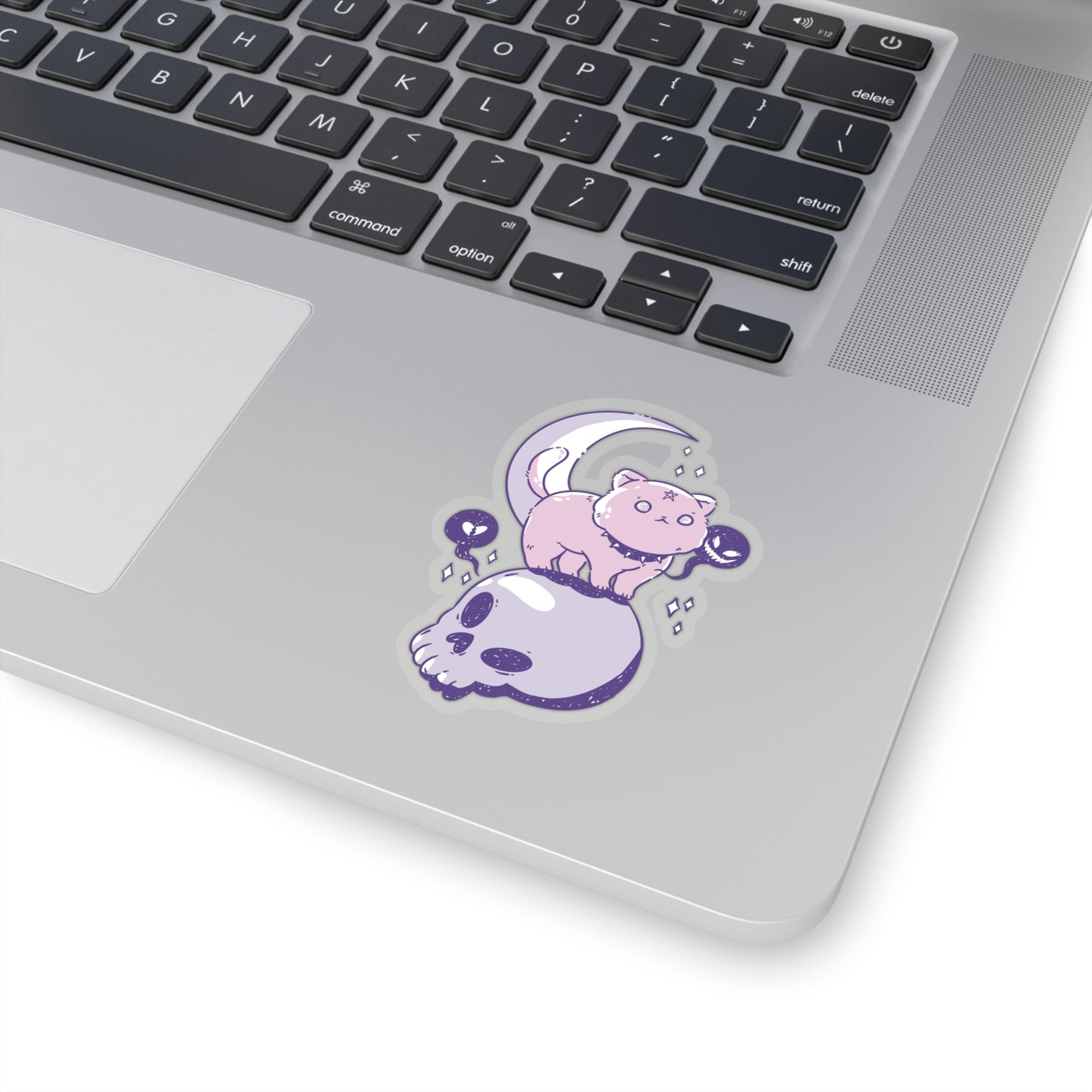 Pastel Goth Cat On Skull Goth Aesthetic Sticker