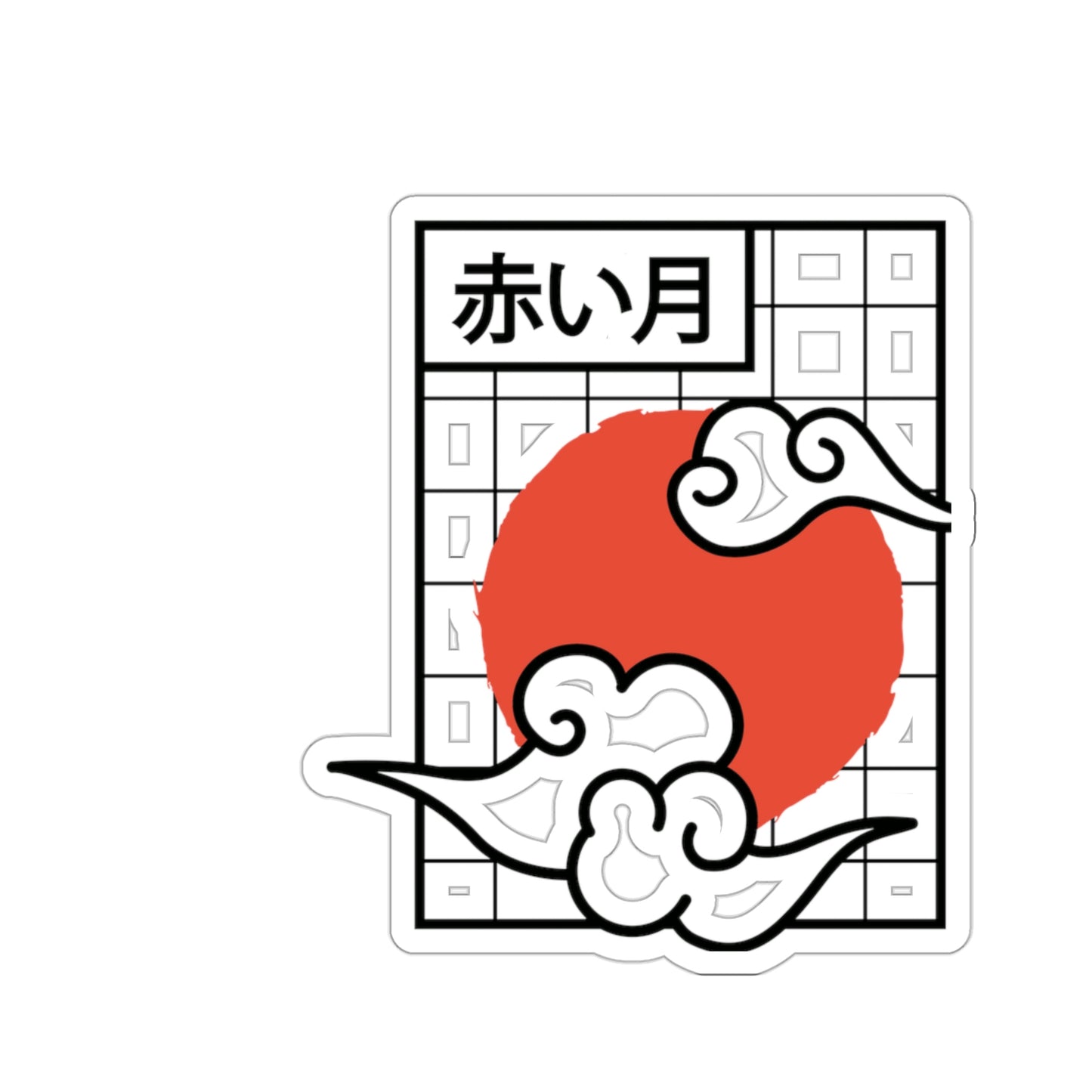 Japanese Aesthetic Redmoon Sticker