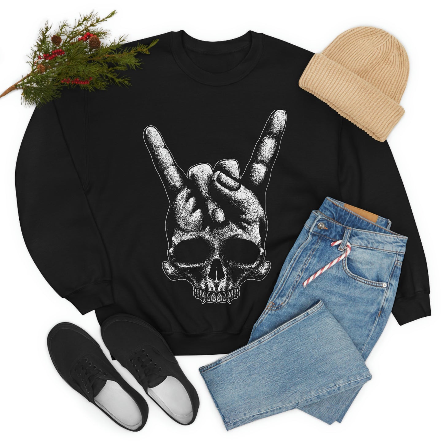 Heavy Metal Skull Rock Sign Sweatshirt