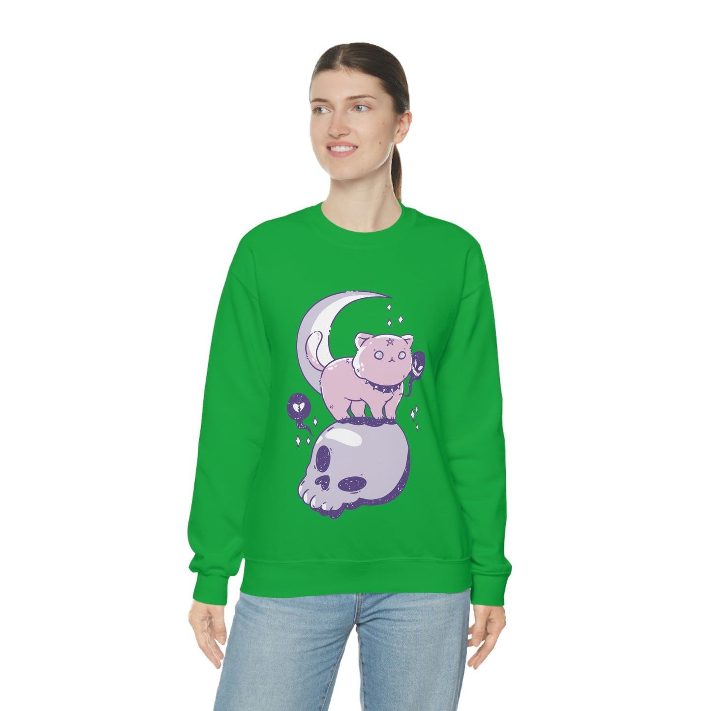 Pastel Goth Cat On Skull Goth Aesthetic Sweatshirt