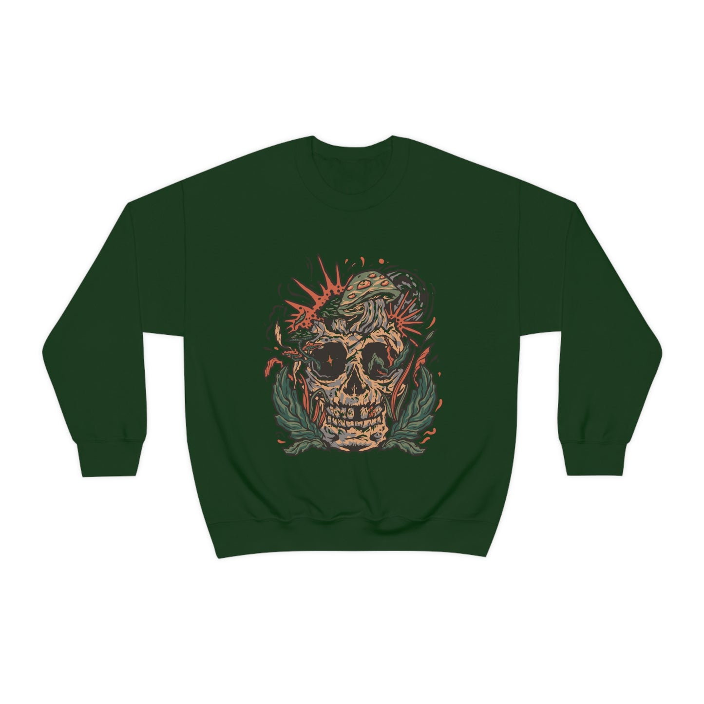 Cottagecore Skull and Mushrooms Floral Sweatshirt