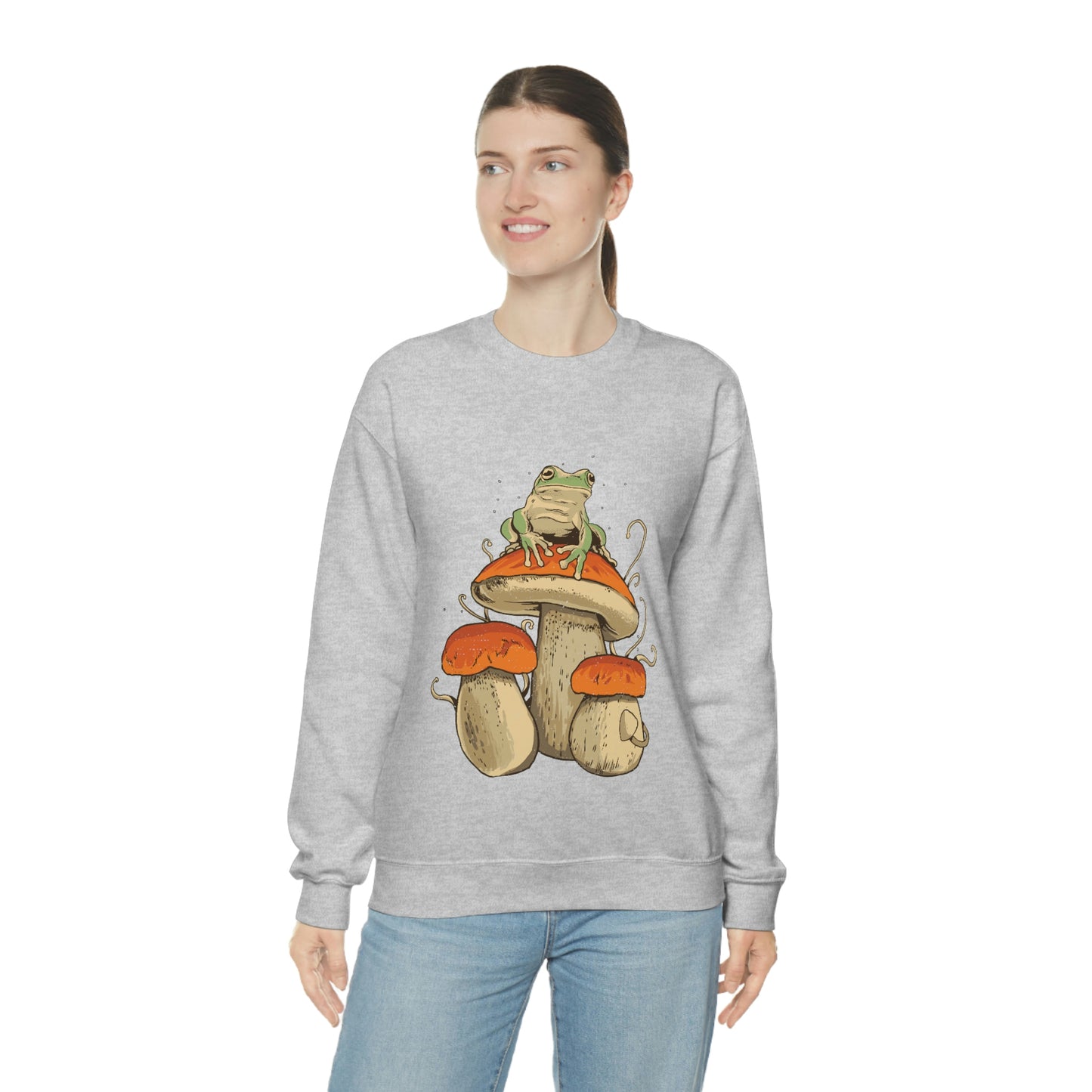 Cottagecore Aesthetic Mushrooms and Frog Sweatshirt