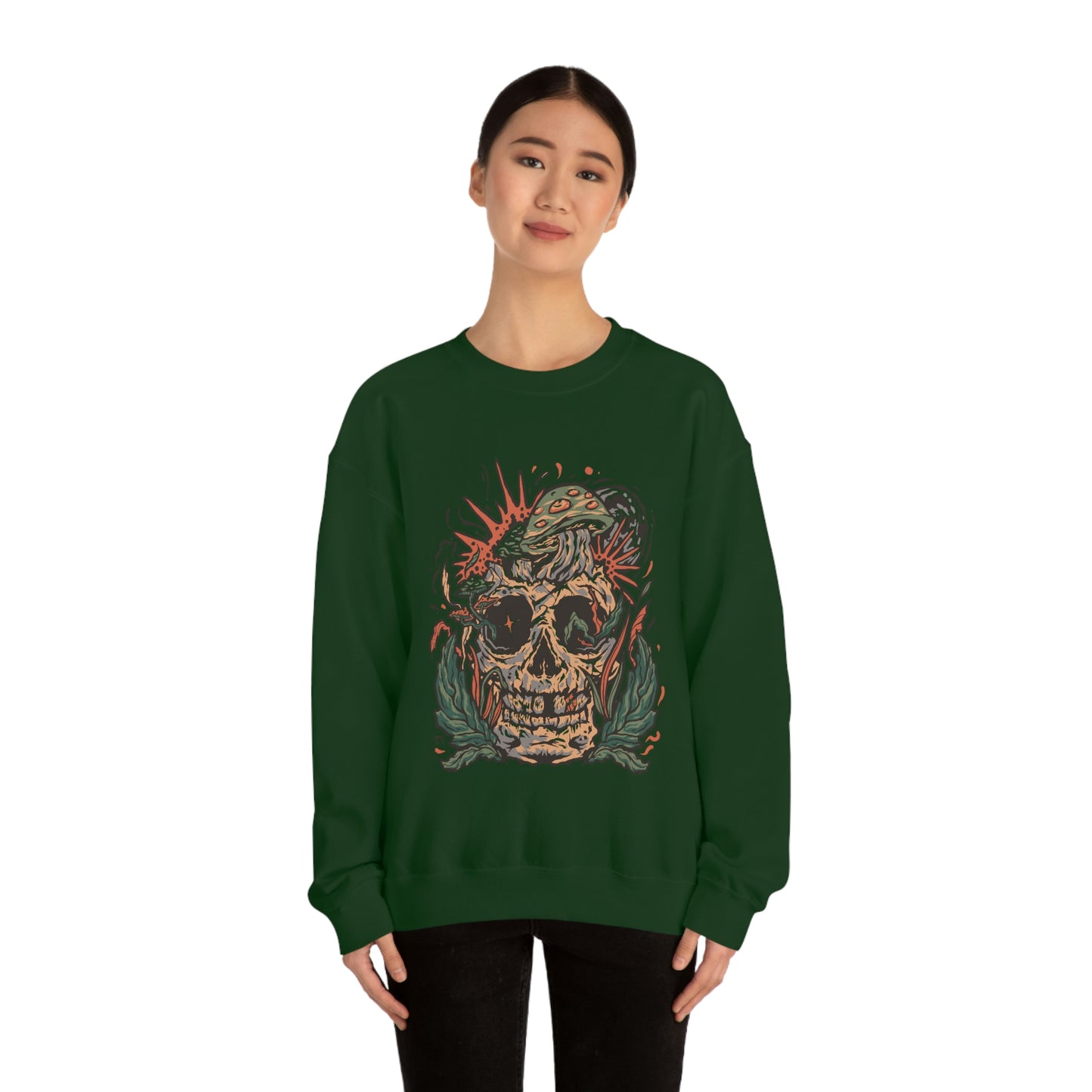 Cottagecore Skull and Mushrooms Floral Sweatshirt