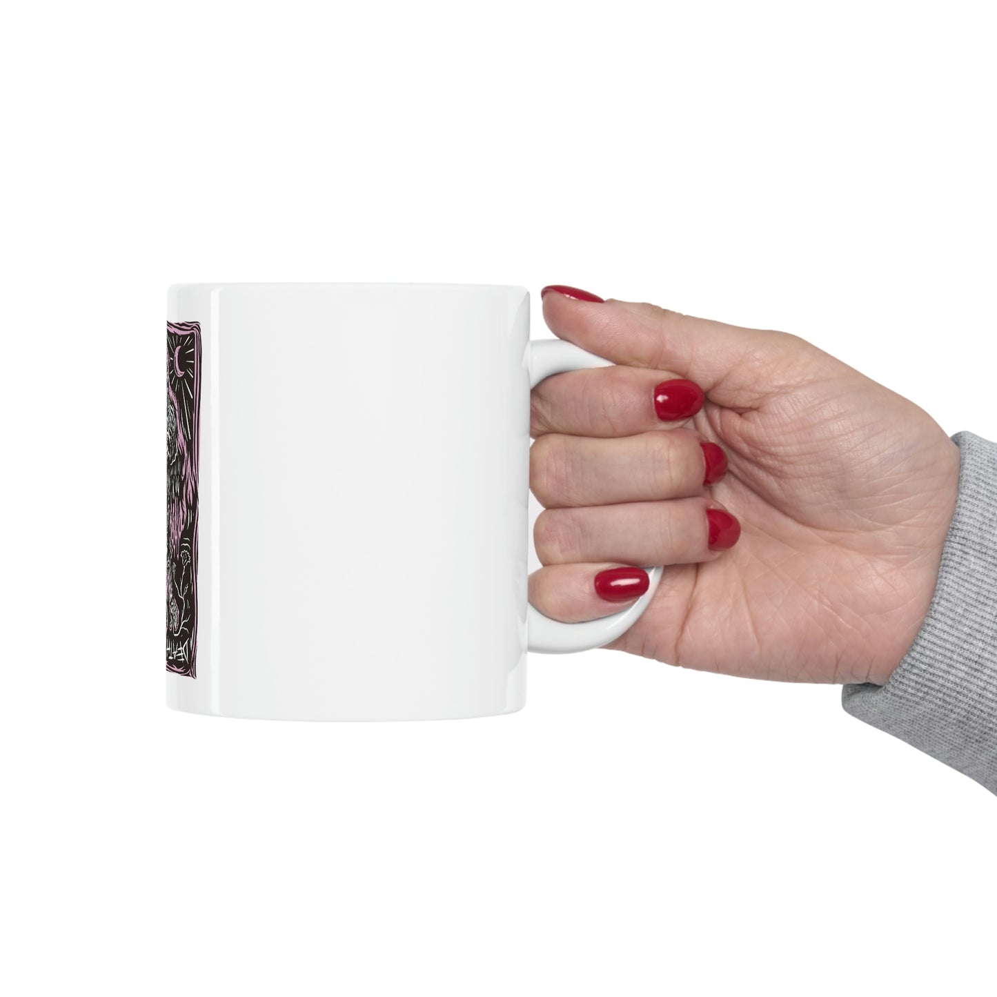 Goth Aesthetic Grim Reaper Card White Ceramic Mug