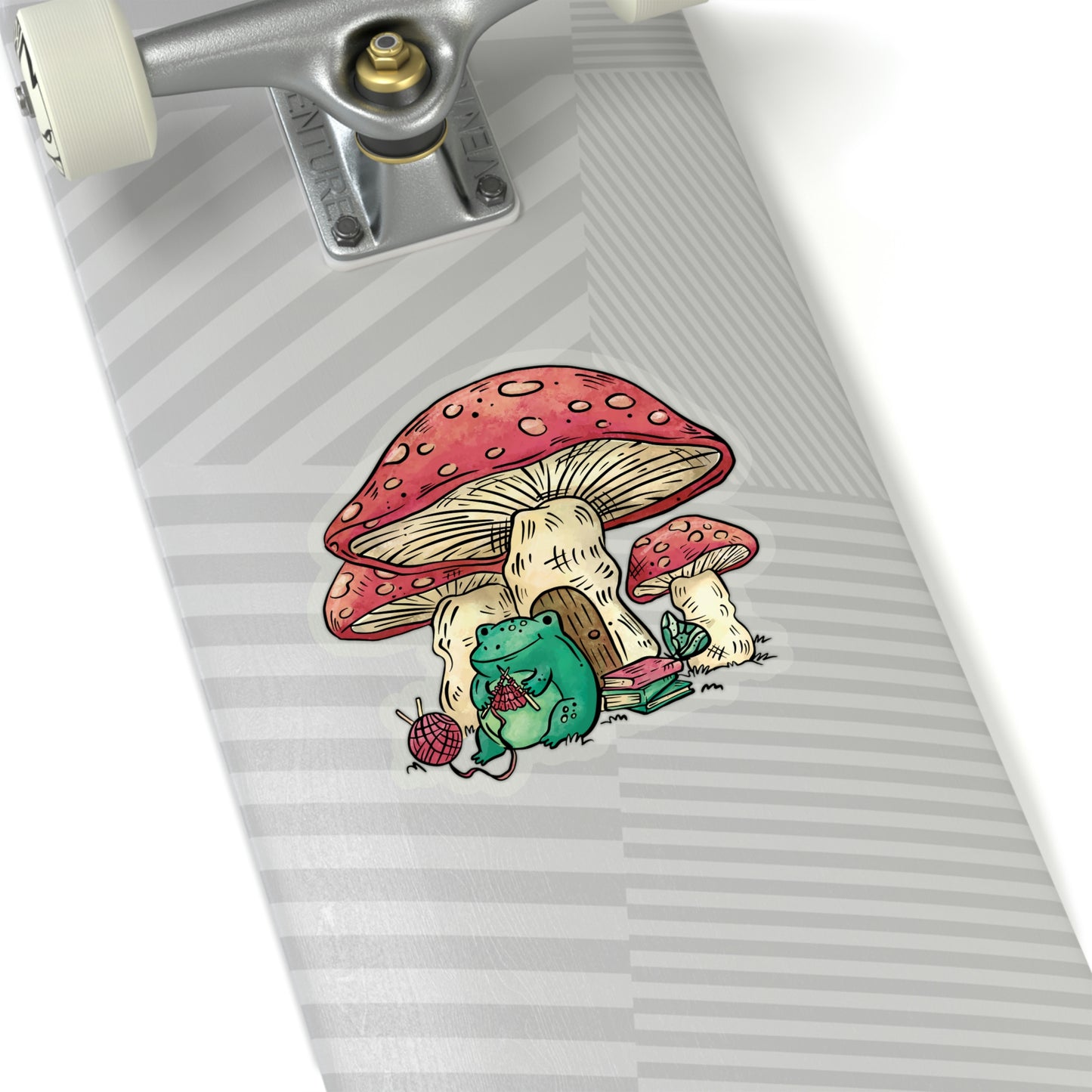 Cottagecore Aesthetic Mushrooms and Frog Cartoon Sticker