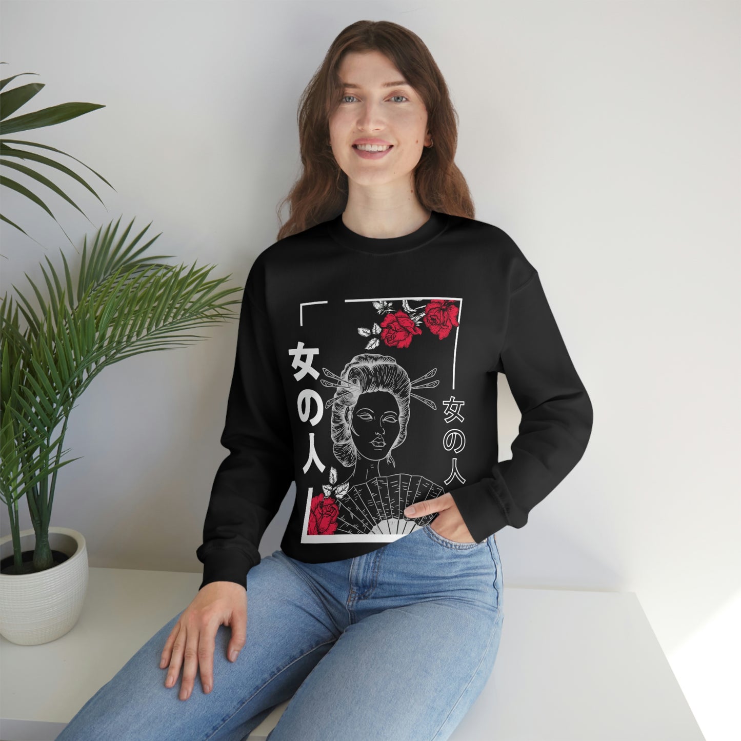 Indie Art Japanese Aesthetic Line Art Geisha Sweatshirt