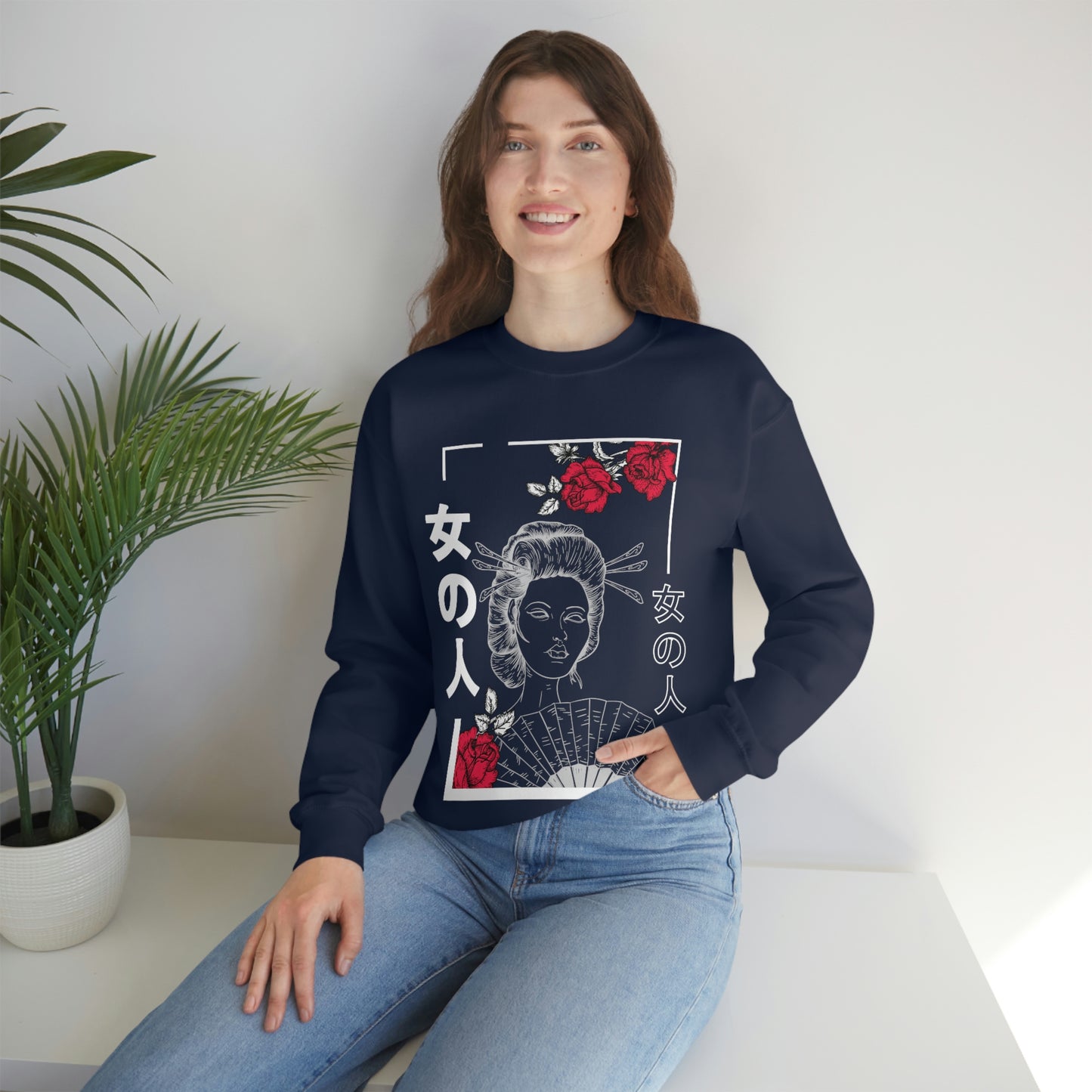 Indie Art Japanese Aesthetic Line Art Geisha Sweatshirt