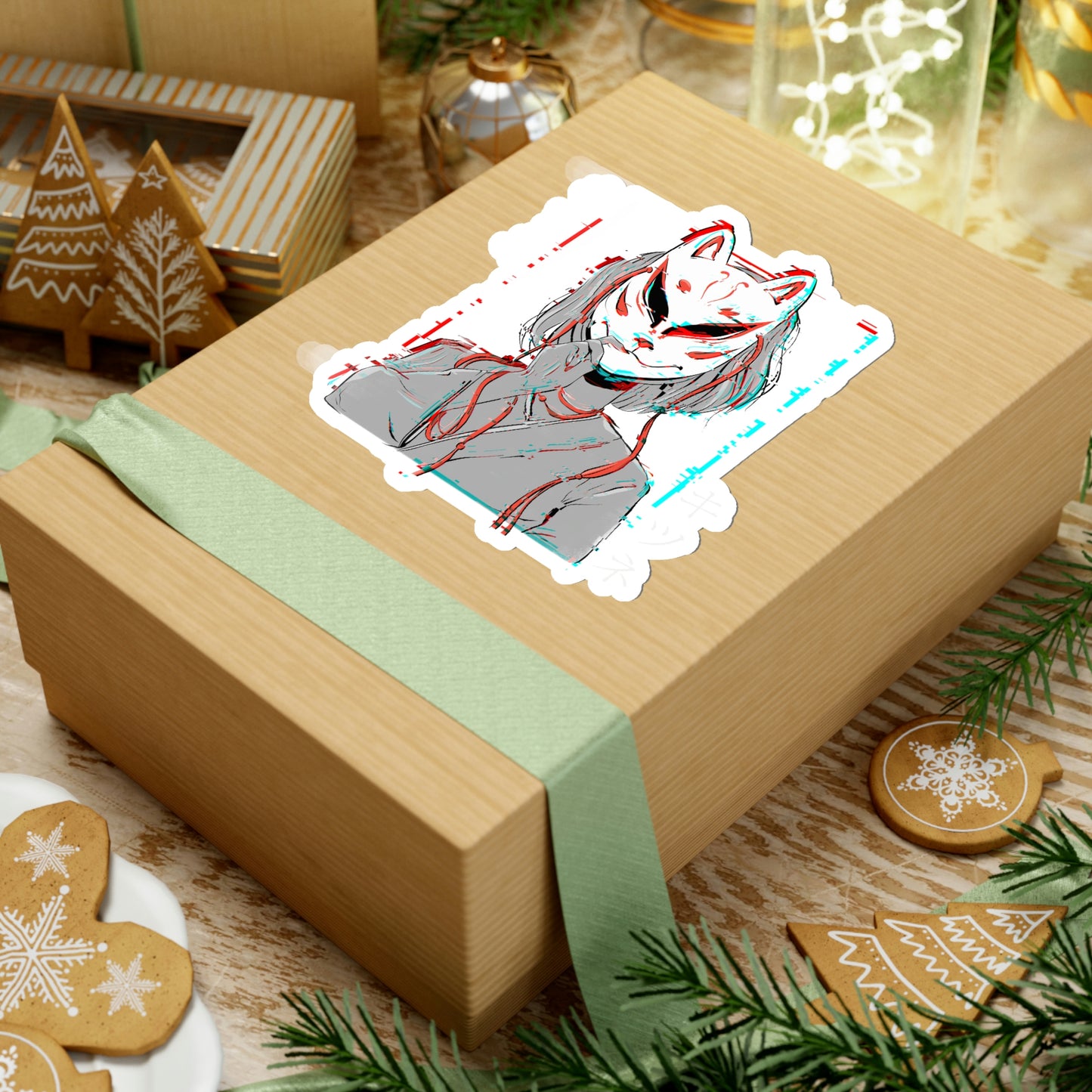 Japanese Aesthetic Kitsune Japan Mask Sticker