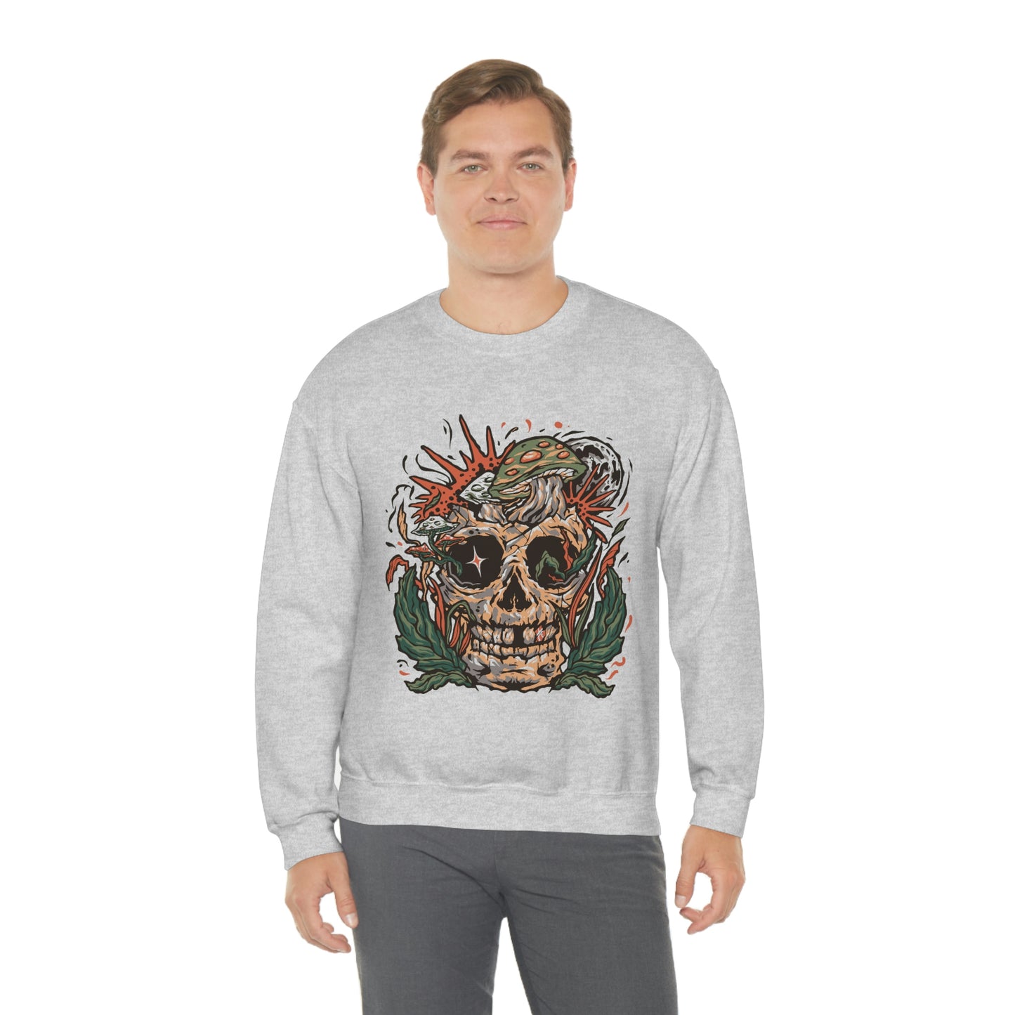 Cottagecore Skull and Mushrooms Floral Sweatshirt