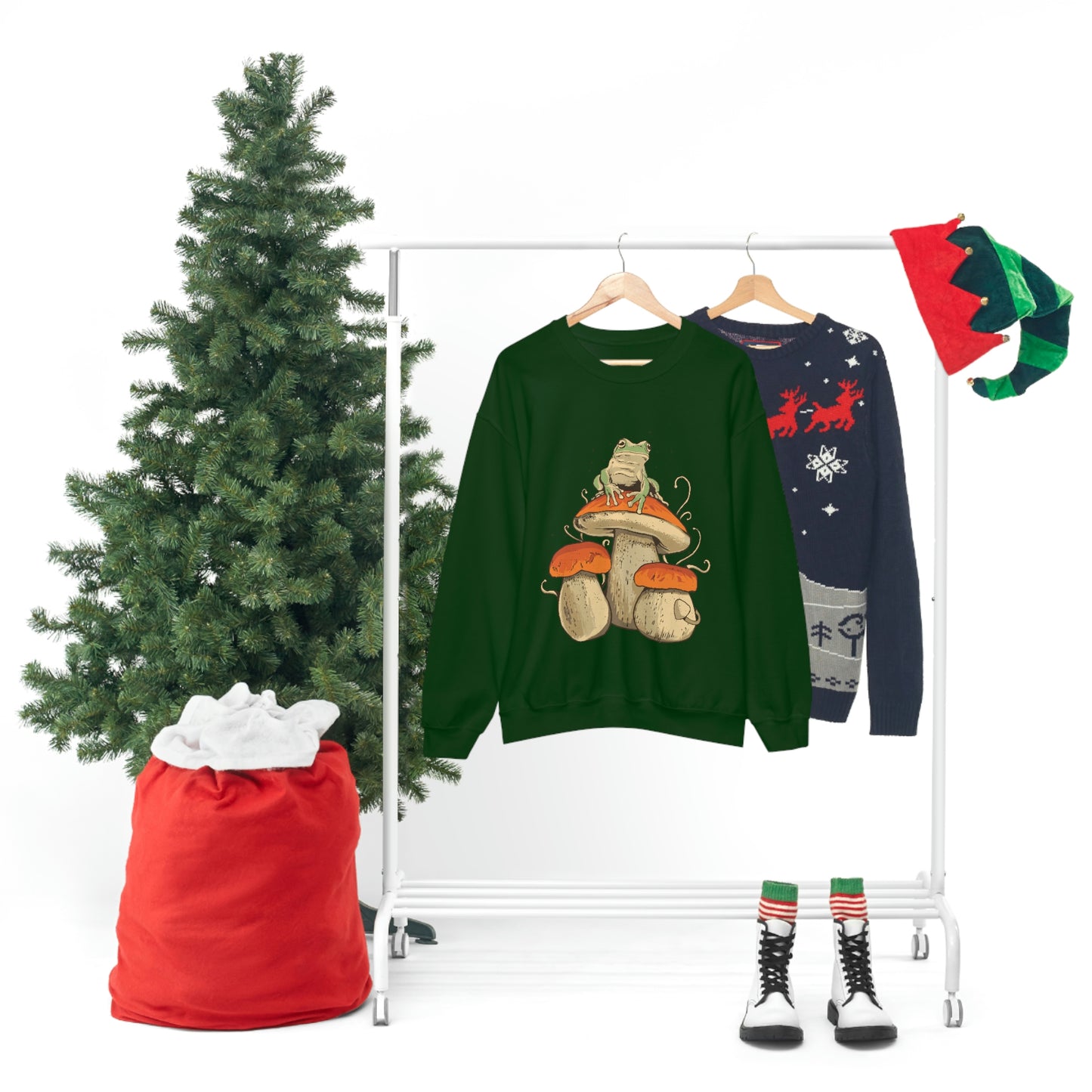 Cottagecore Aesthetic Mushrooms and Frog Sweatshirt