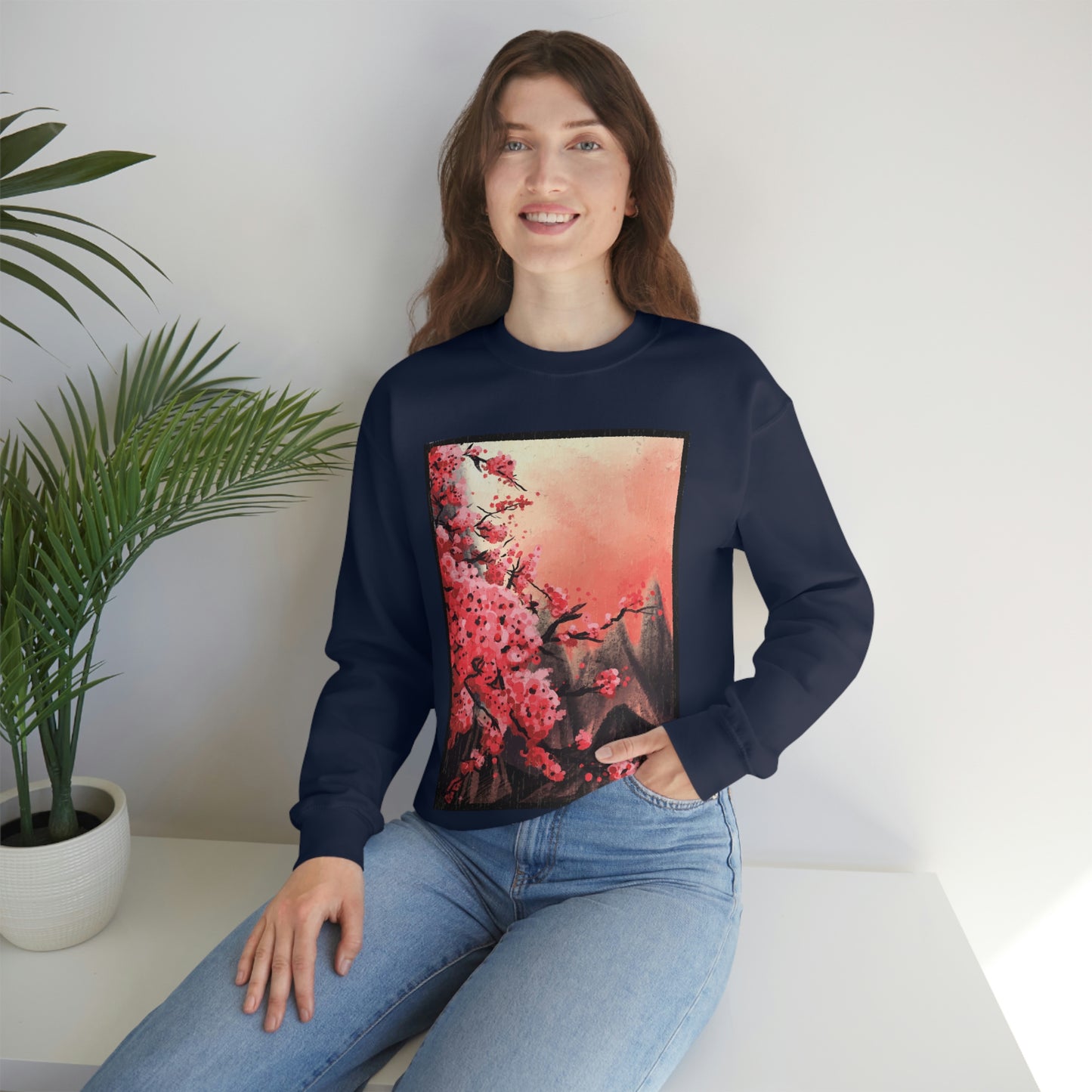 Indie Japanese Art, Japan Streeetwear Retro, Japanese Aesthetic Blossom Sweatshirt
