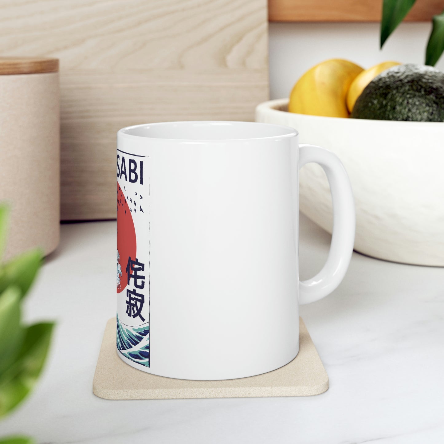 Indie Japanese Art, Japan Streeetwear Retro, Japanese Aesthetic Wave White Ceramic Mug 11oz