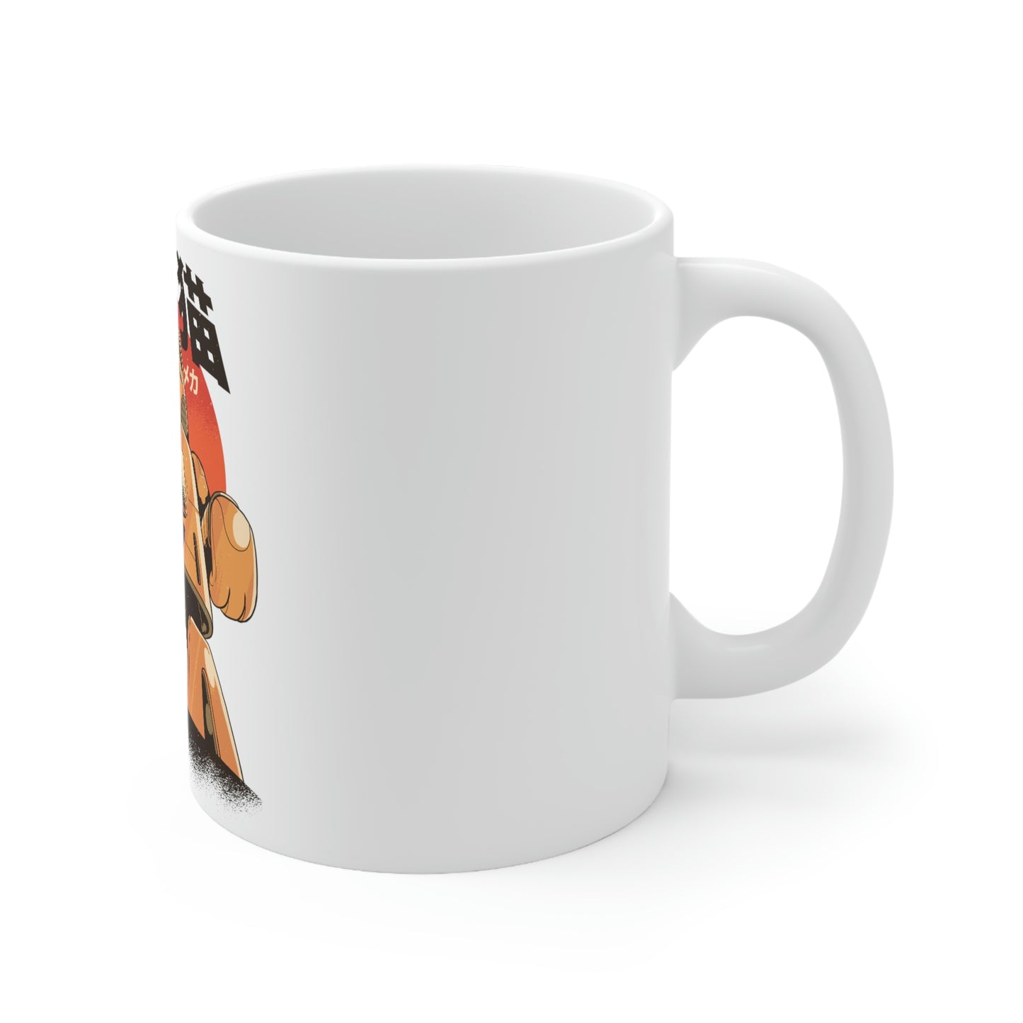 Kawaii Aesthetic Cute Cat Mecha White Ceramic Mug 11oz