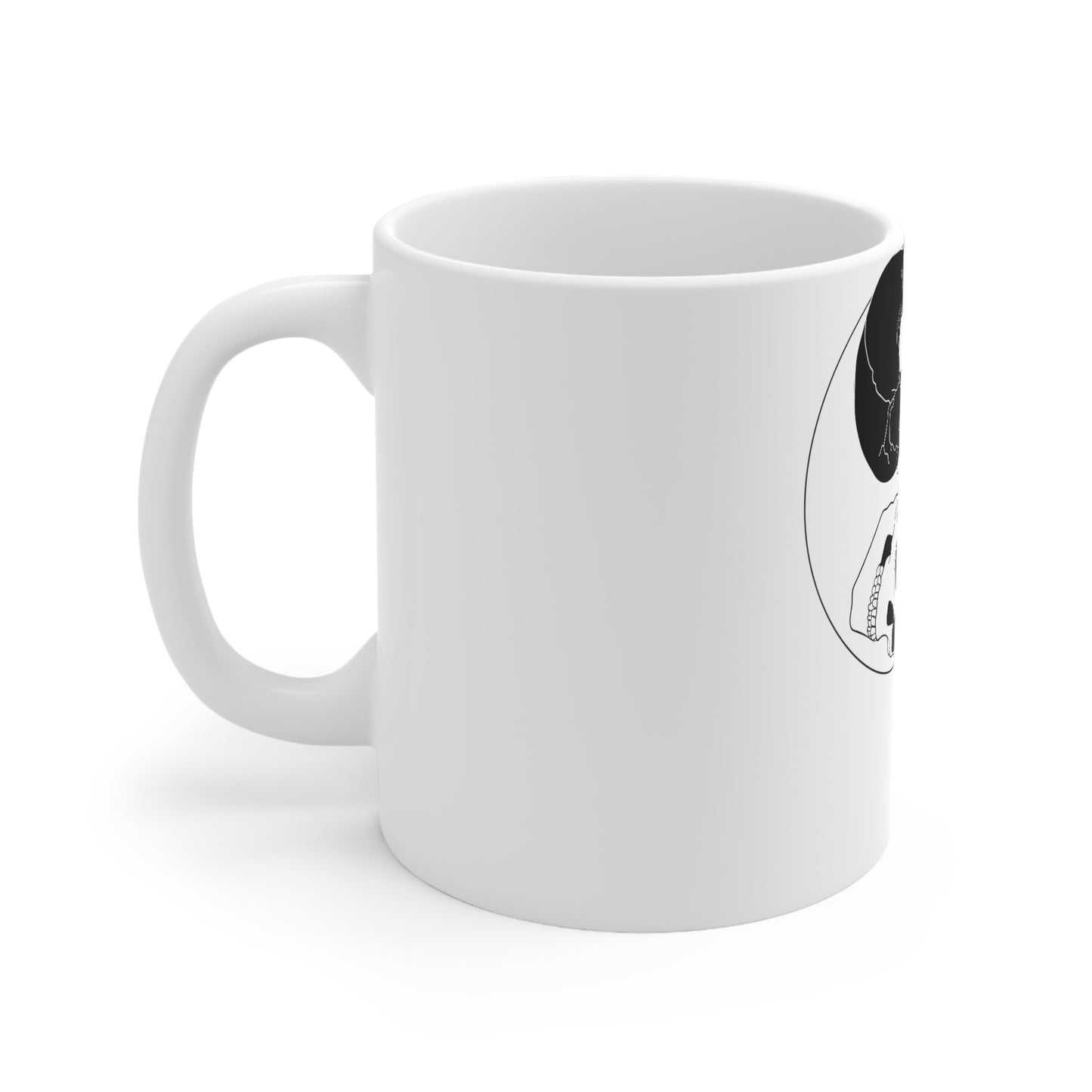 Ying Yang Skulls, Goth Aesthetic White Ceramic Mug