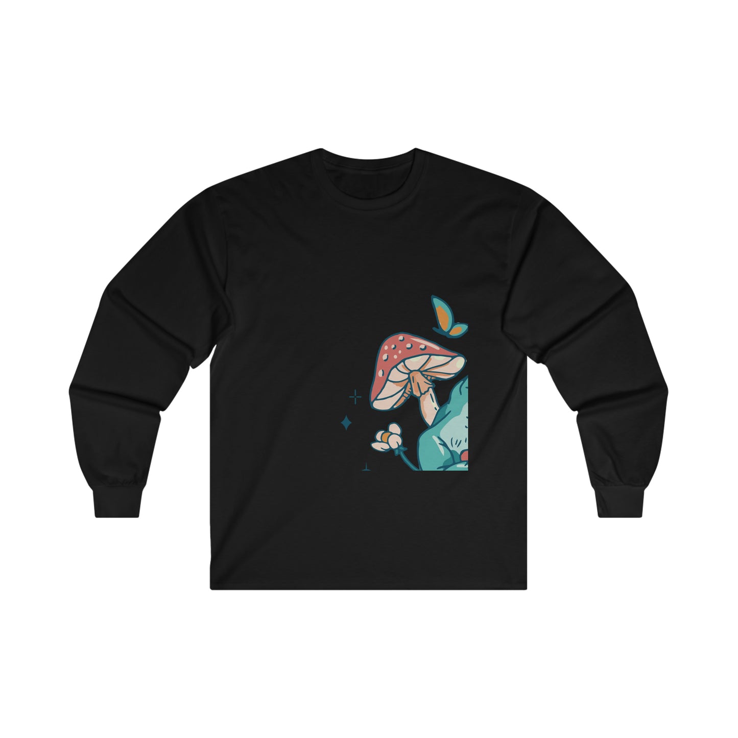 Cottagecore Aesthetic Mushrooms and Frog Long Sleeve Shirt