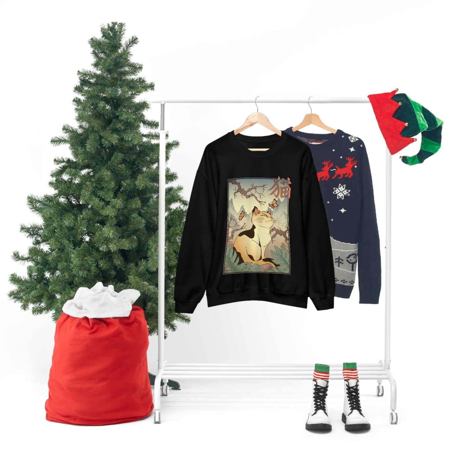 Indie Japanese Art Retro, Japanese Aesthetic Cat Sweatshirt