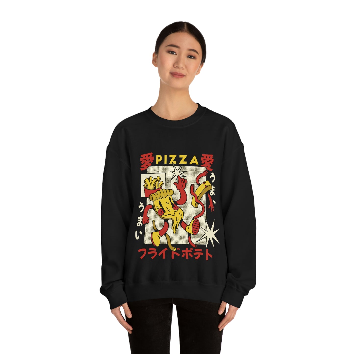Japanese Aesthetic Pizza Cartoon Sweatshirt