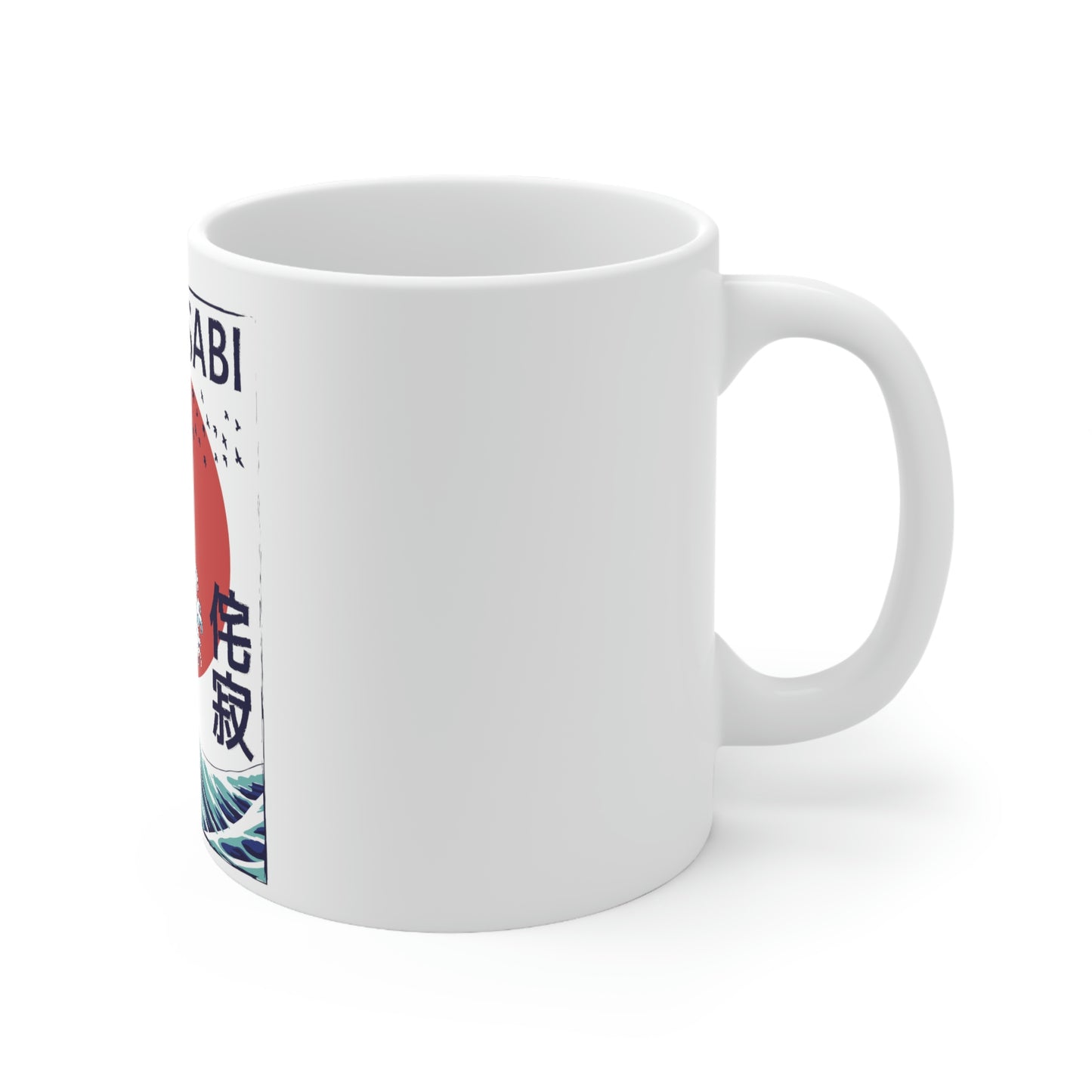 Indie Japanese Art, Japan Streeetwear Retro, Japanese Aesthetic Wave White Ceramic Mug 11oz