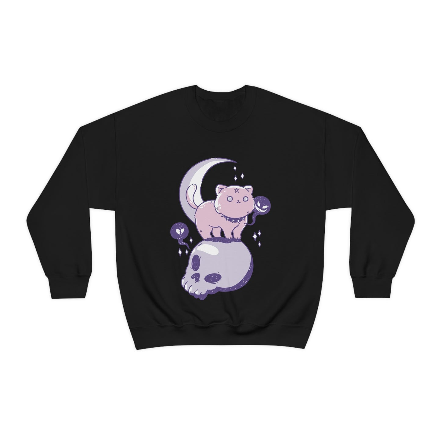Pastel Goth Cat On Skull Goth Aesthetic Sweatshirt