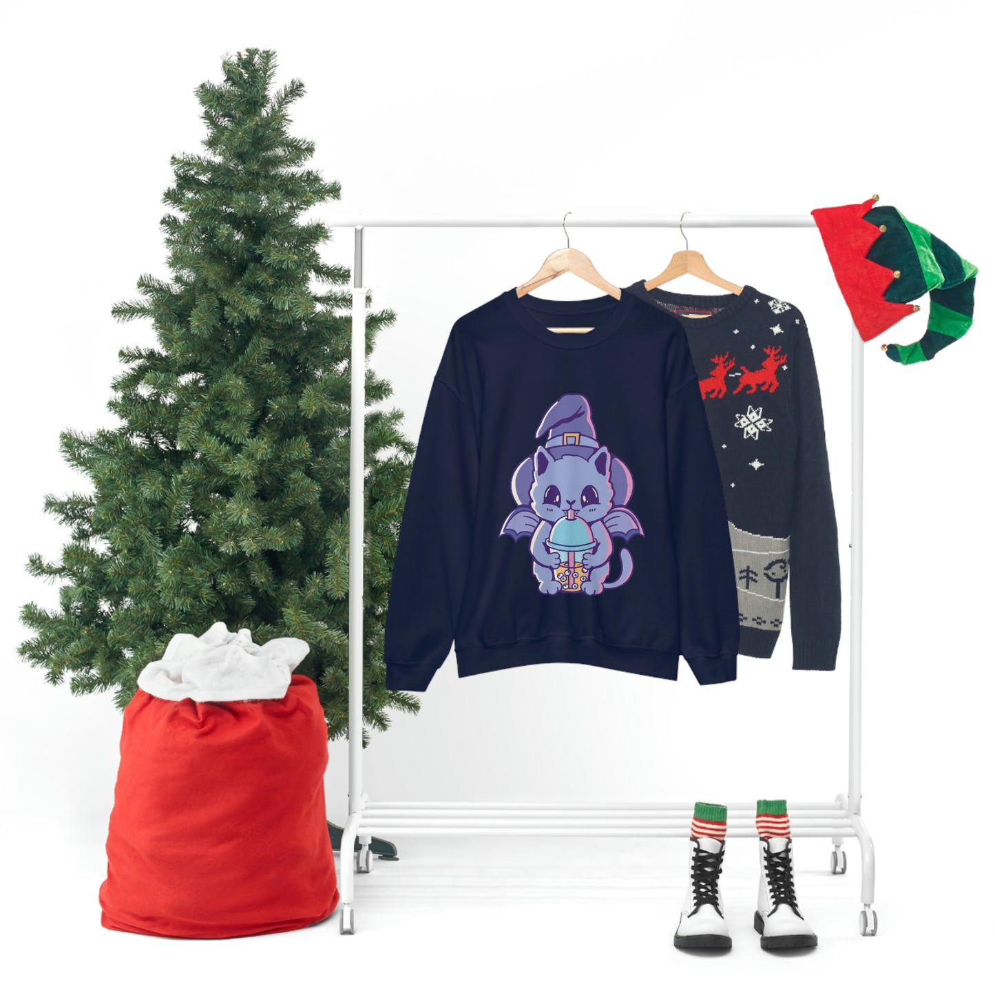 Pastel Goth Cat Witch, Goth Aesthetic Sweatshirt