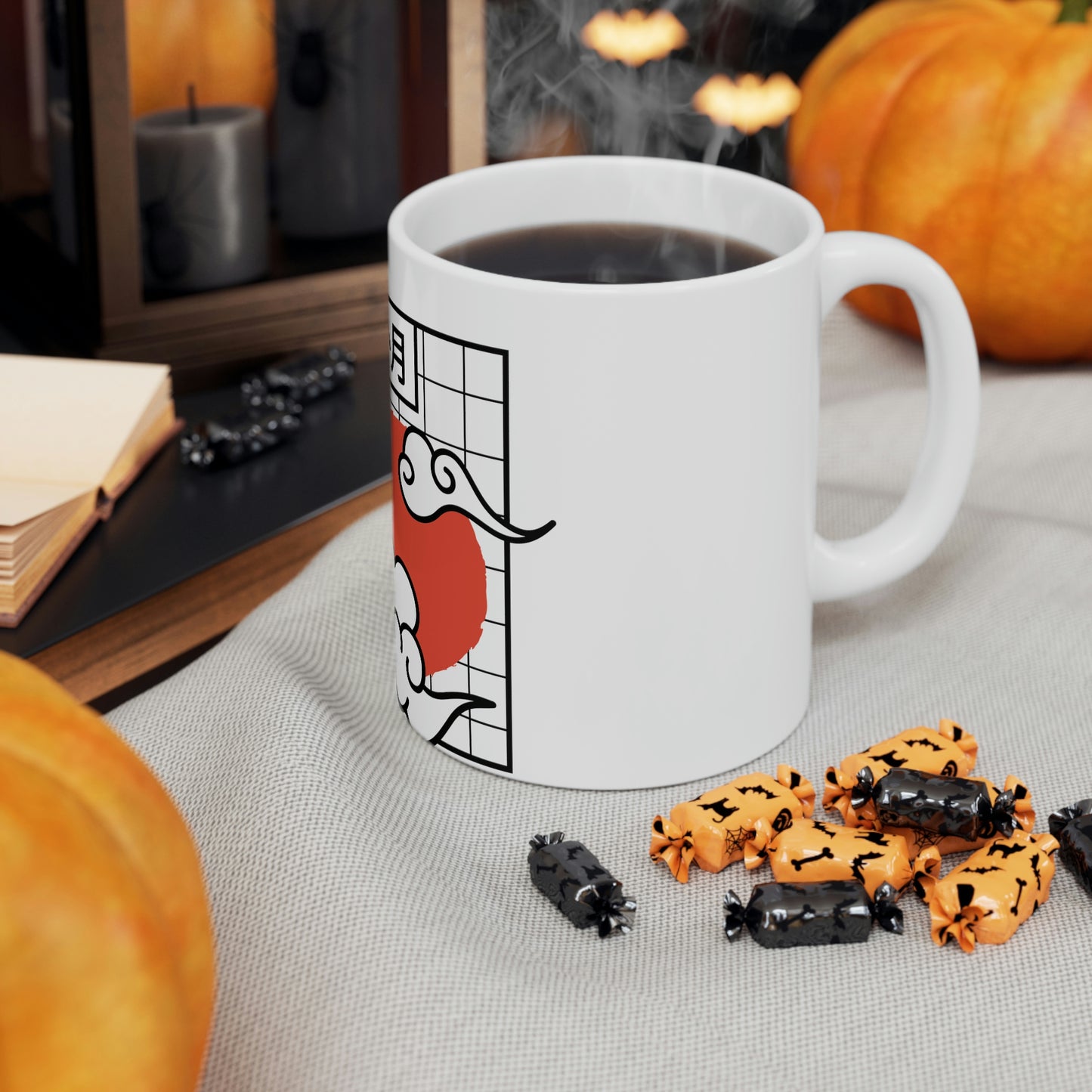 Japanese Aesthetic Redmoon White Mug