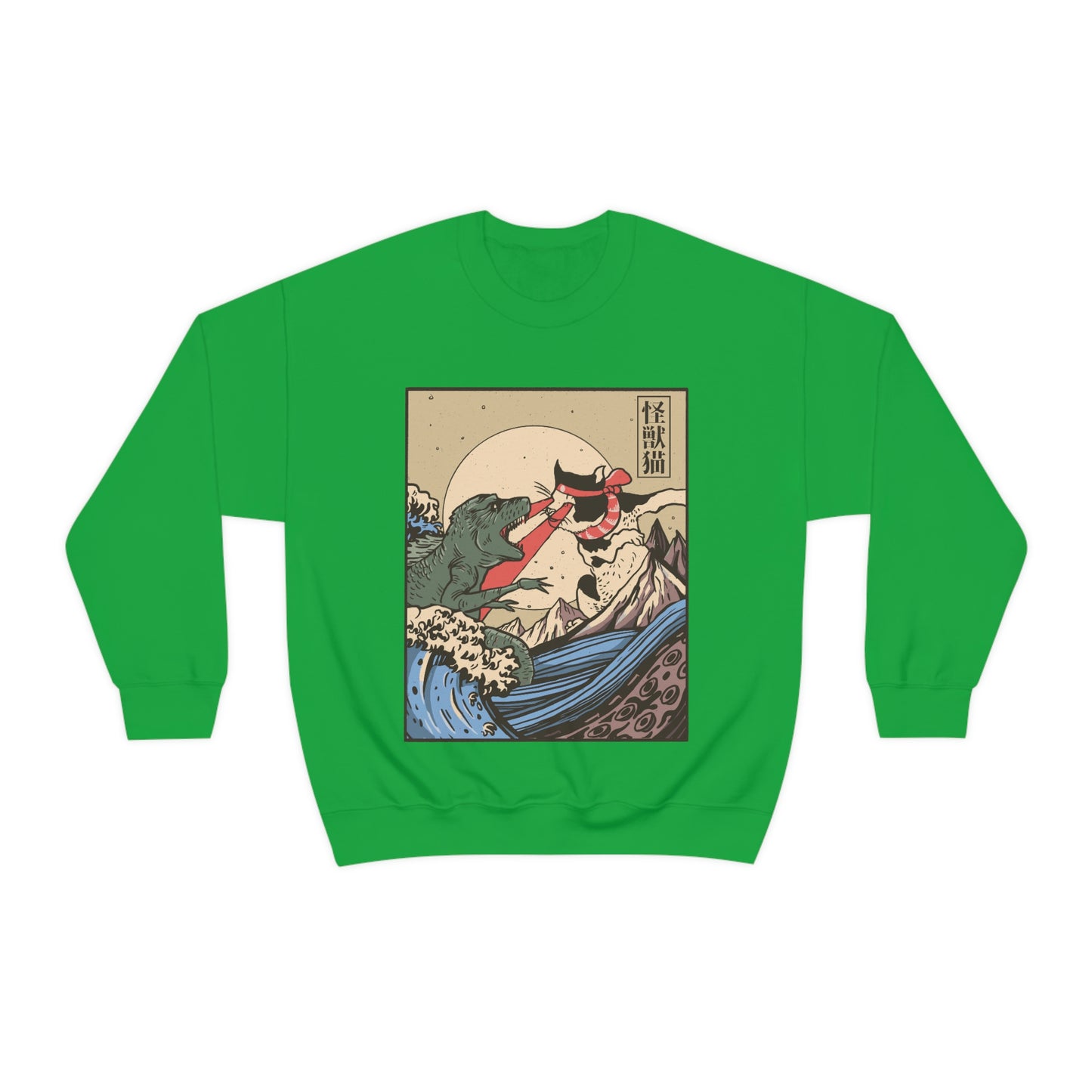 Indie Japanese Art Kaiju Vs Cat Sweatshirt