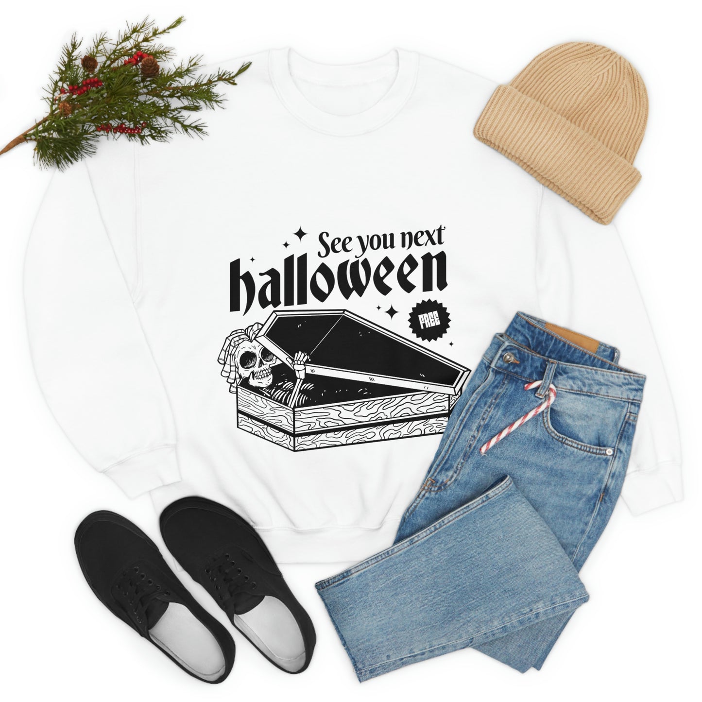 See you next Halloween Skeleton In Coffin Sweatshirt