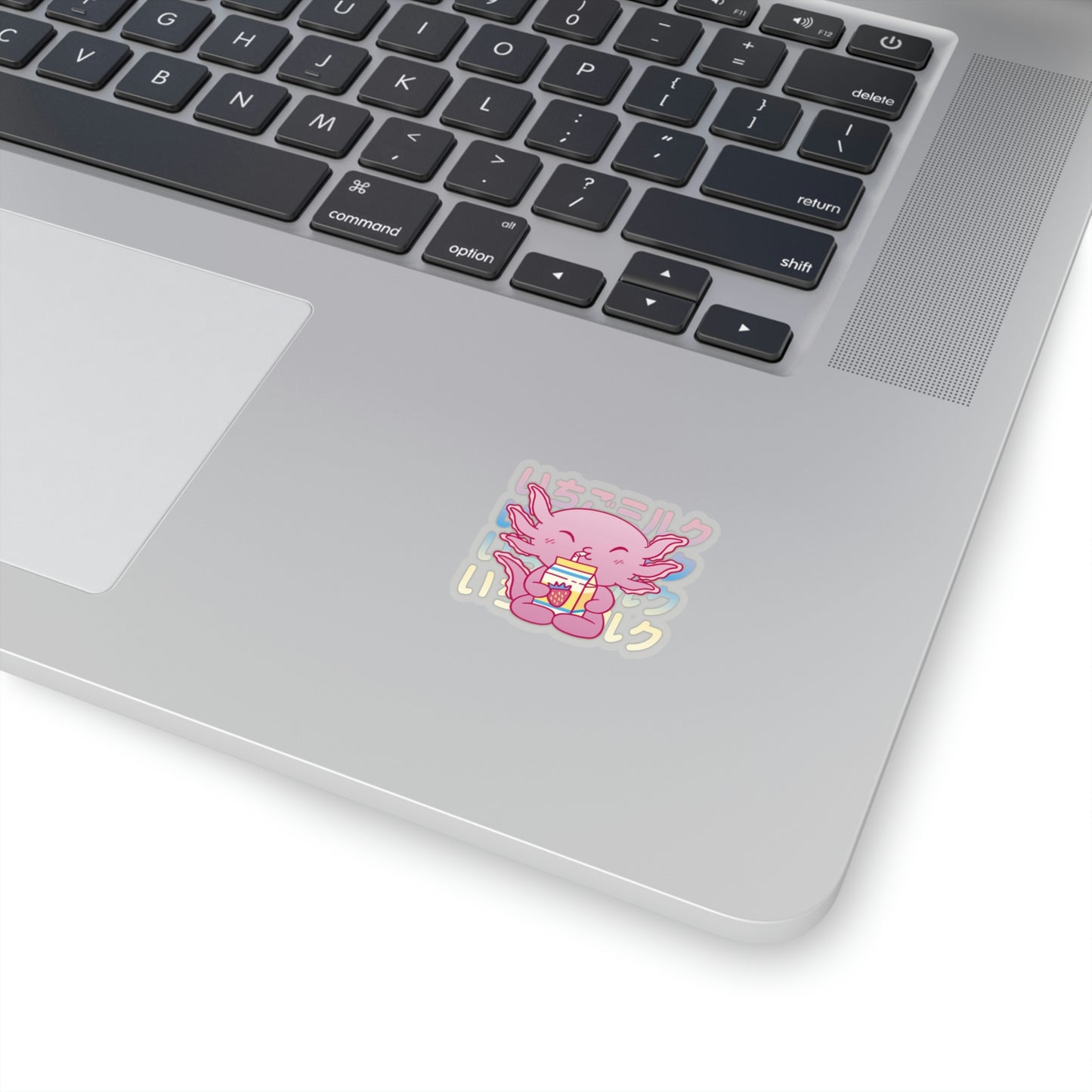 Cute Axolotl Drinking Strawberry Milk Pastel Kawaii Aesthetic, Yami Kawaii, Japanese Aesthetic Otaku Sticker