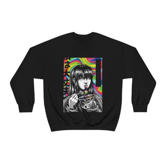 Japan Comic Psychedelic Girl Eating Ramen Sweatshirt
