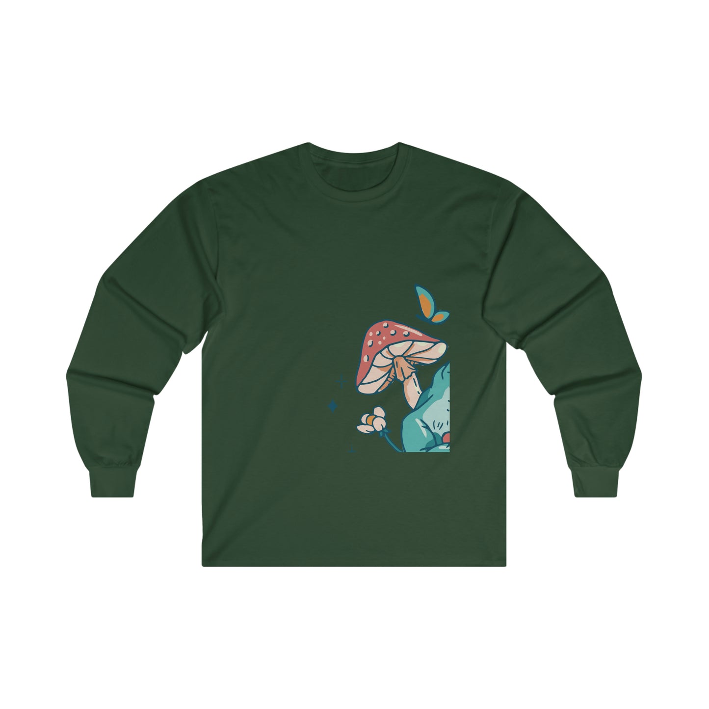 Cottagecore Aesthetic Mushrooms and Frog Long Sleeve Shirt