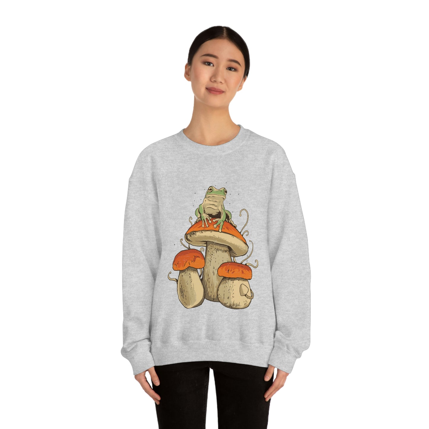 Cottagecore Aesthetic Mushrooms and Frog Sweatshirt
