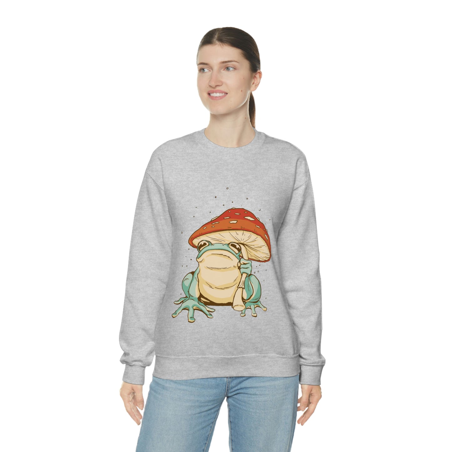 Cottagecore Aesthetic Mushrooms and Frog Sweatshirt