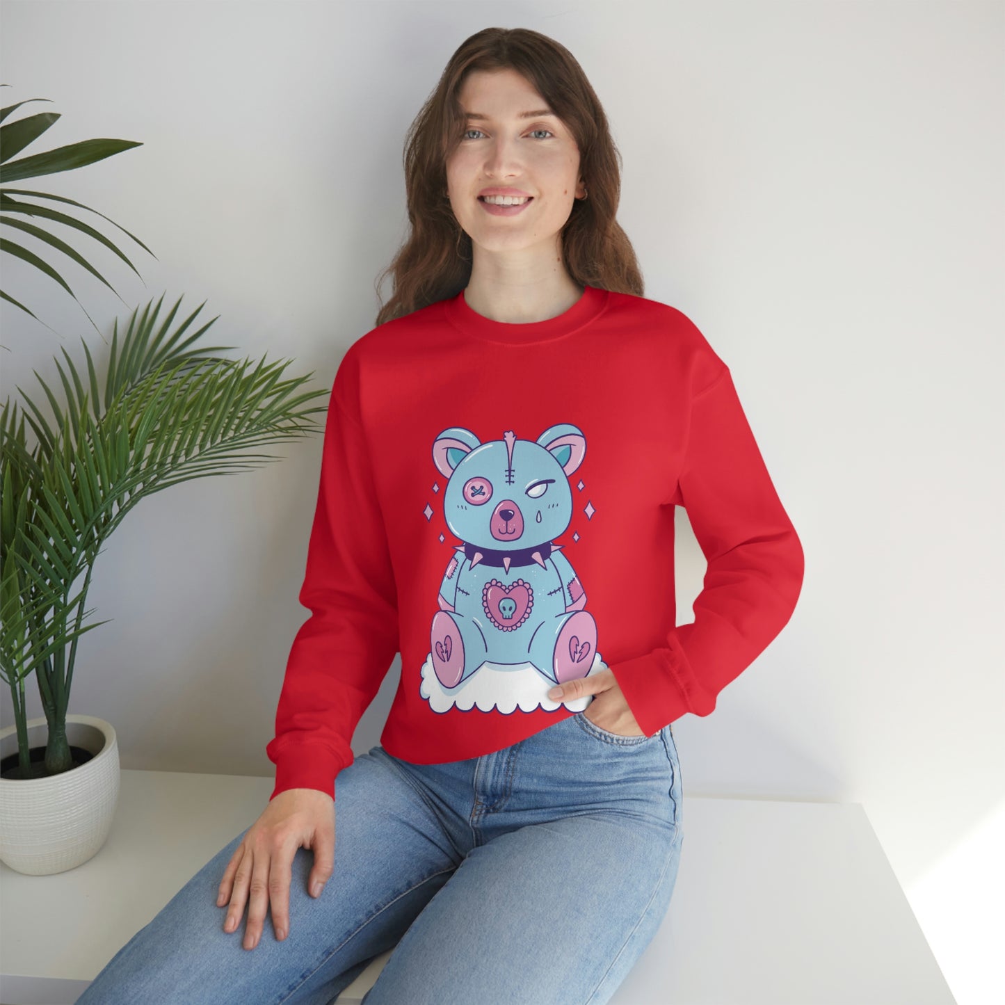 Pastel Goth Bear, Goth Aesthetic Sweatshirt