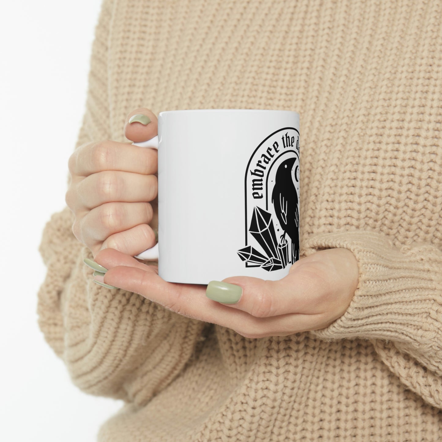 Embrace The Darkness Goth Aesthetic White Ceramic Mug