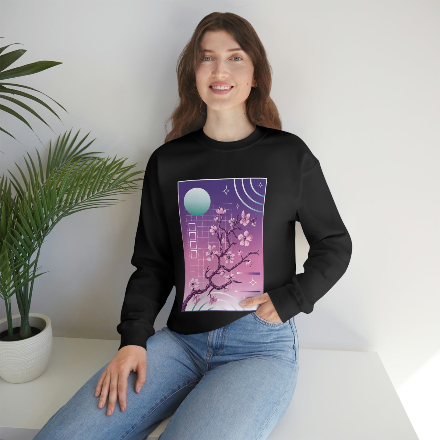 Indie Japanese Art, Japan Streeetwear Retro, Japanese Aesthetic Blossom Sweatshirt