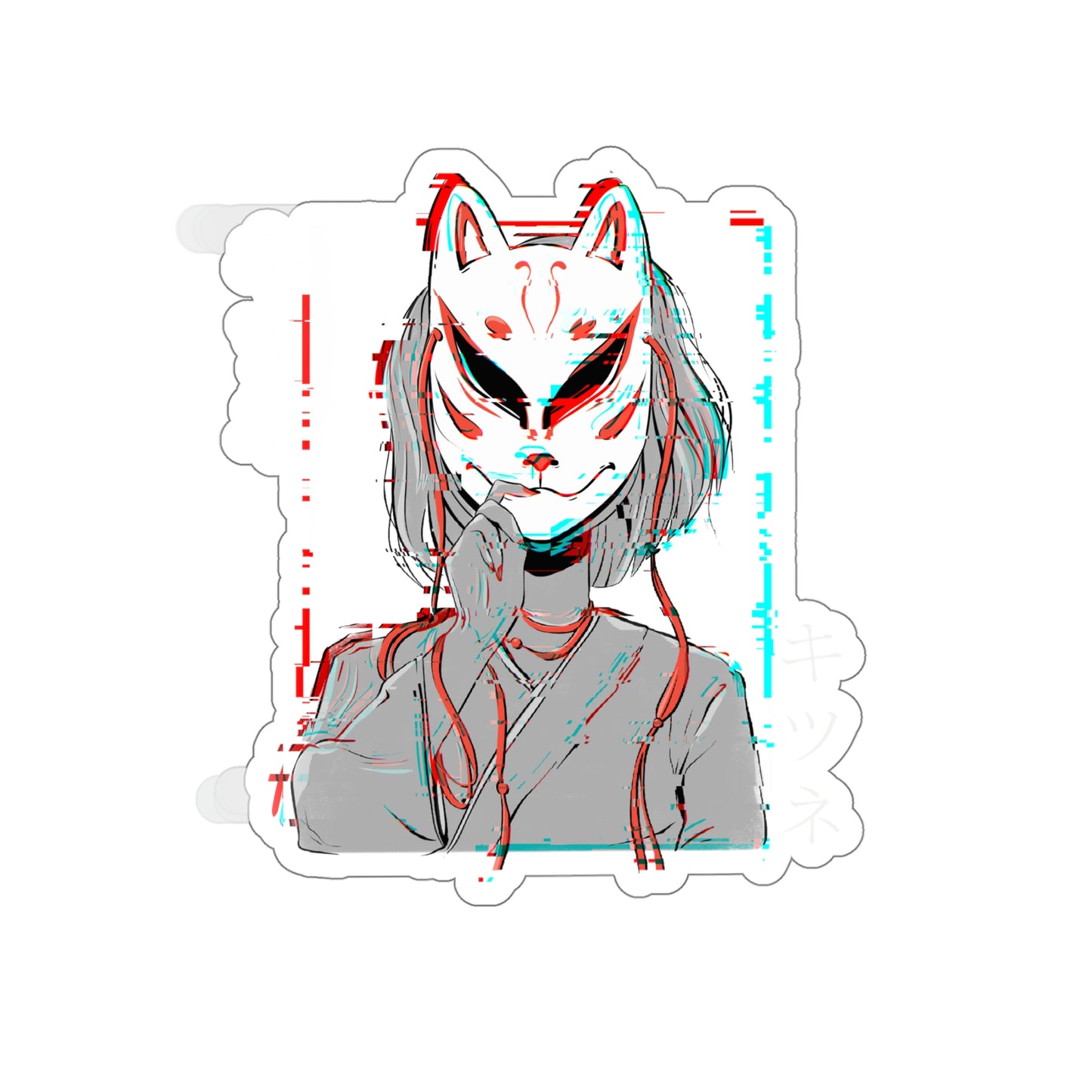 Japanese Aesthetic Kitsune Japan Mask Sticker
