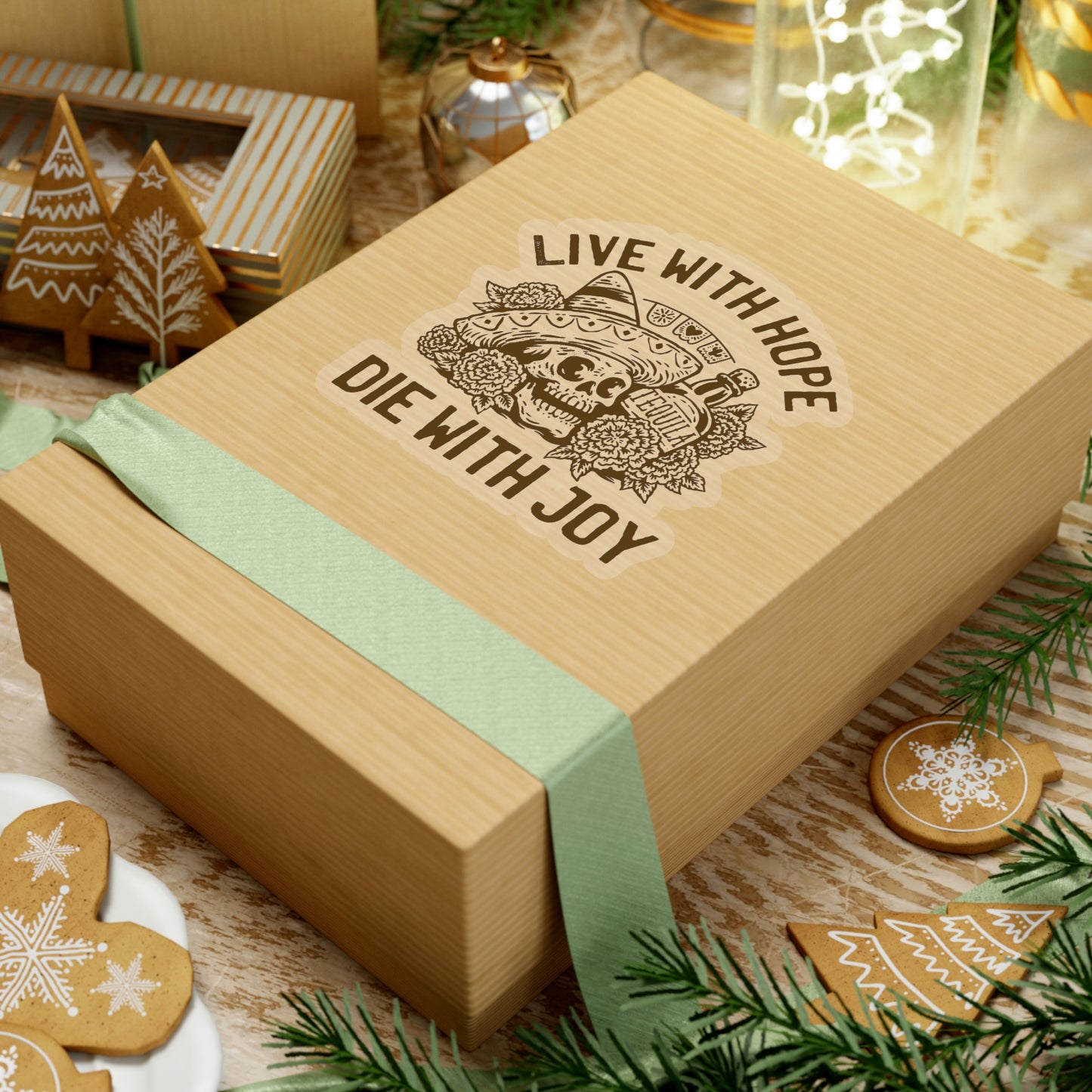 Live with hope die with joy day of the dead skull Sticker