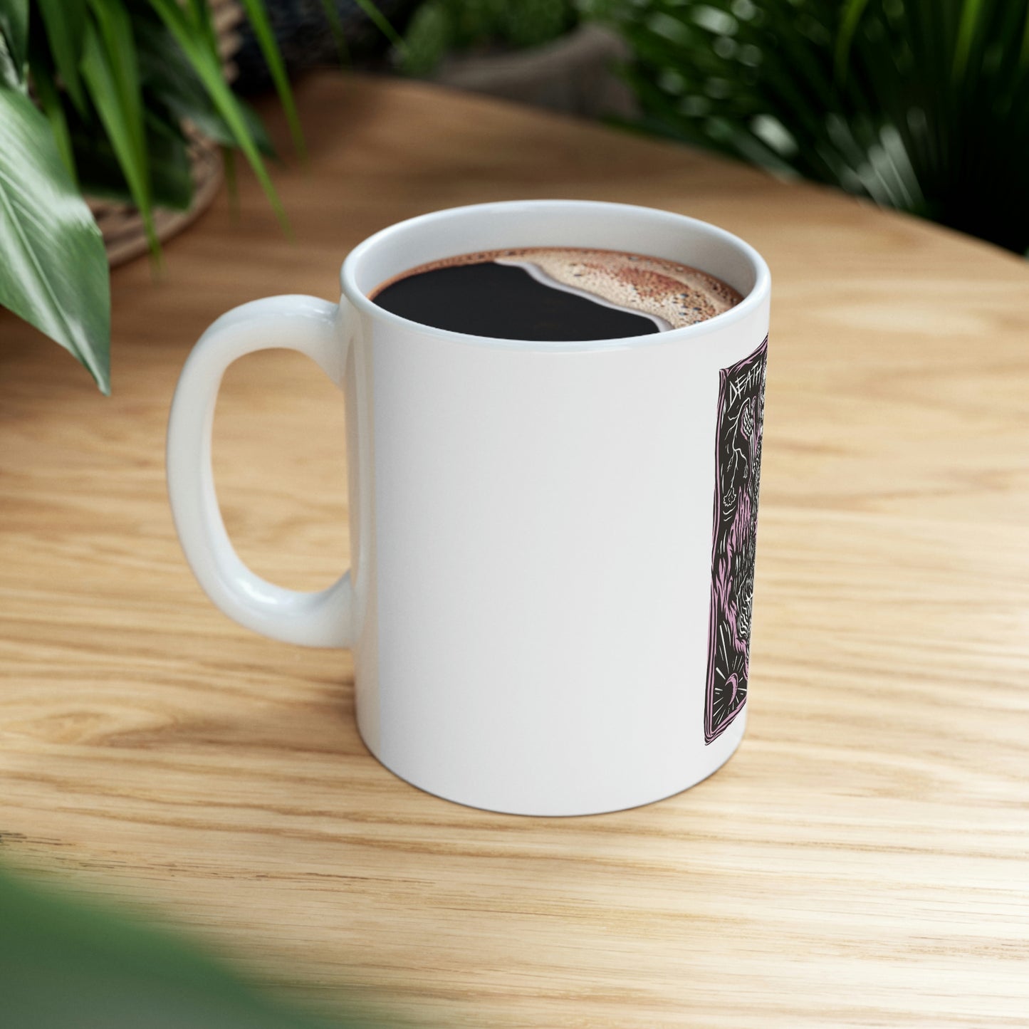 Goth Aesthetic Grim Reaper Card White Ceramic Mug
