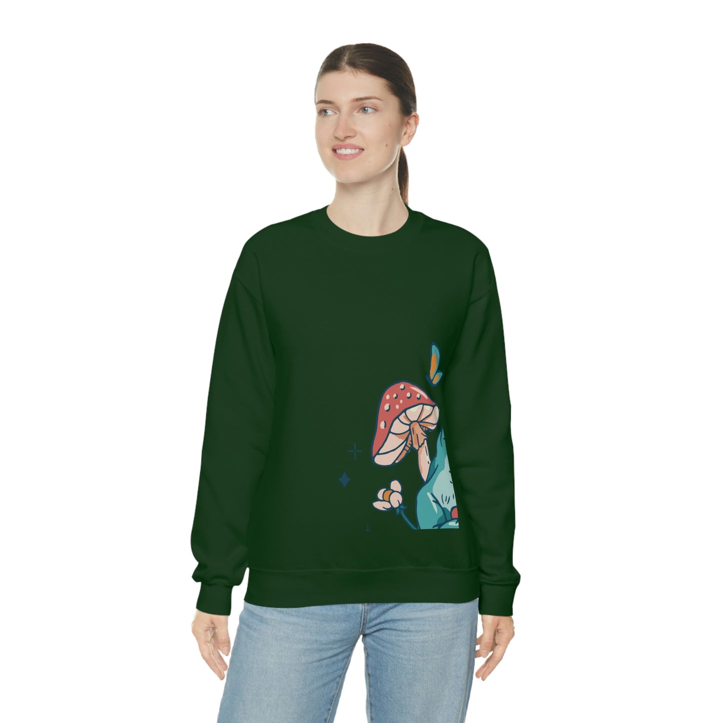 Cottagecore Aesthetic Mushrooms and Frog Sweatshirt
