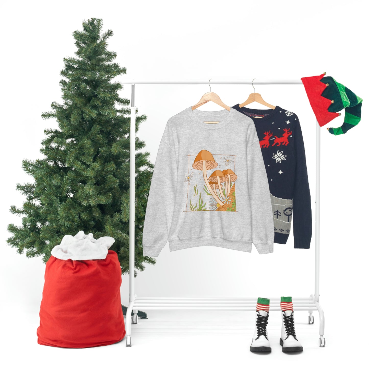 Cottagecore Aesthetic Mushrooms and Frog Sweatshirt