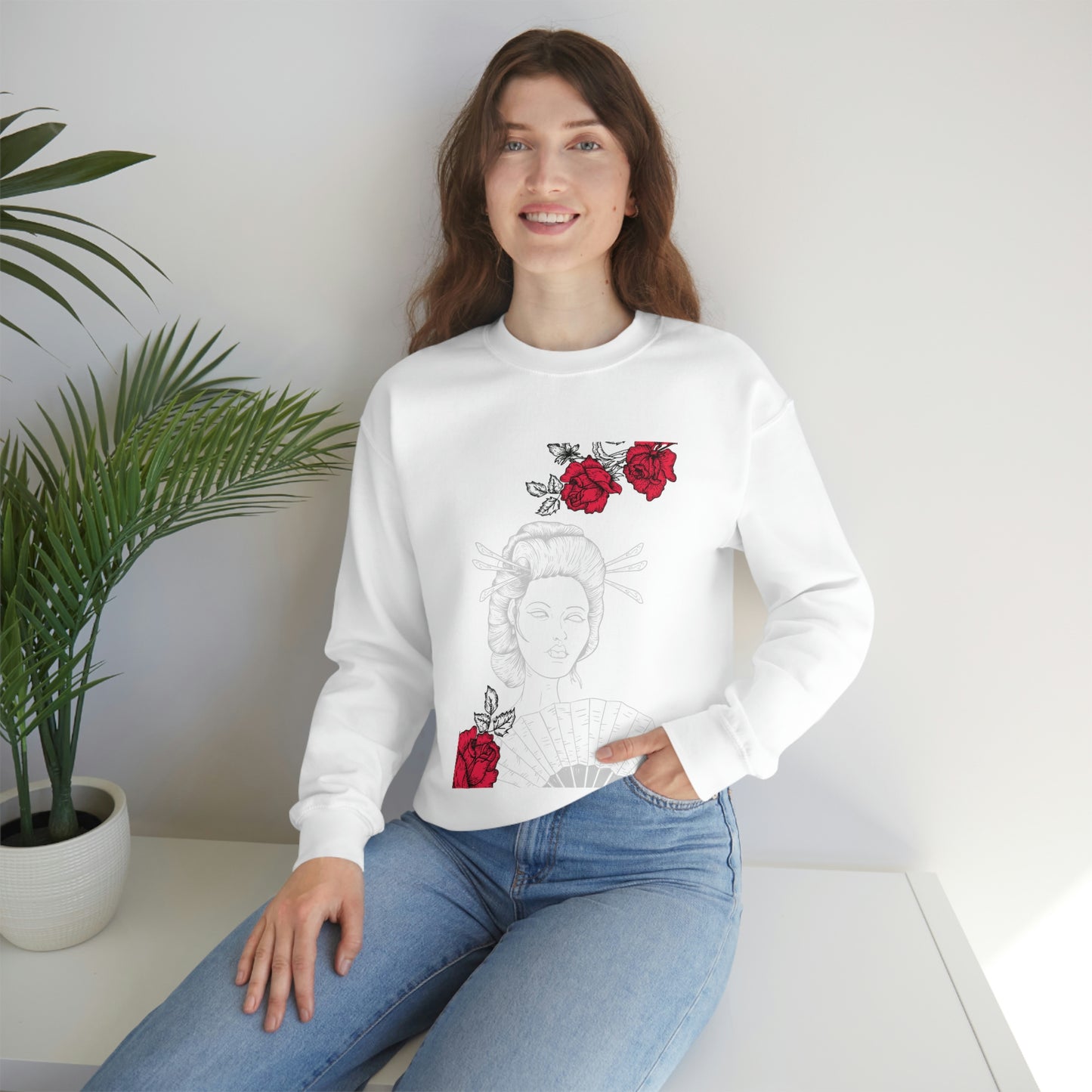 Indie Art Japanese Aesthetic Line Art Geisha Sweatshirt