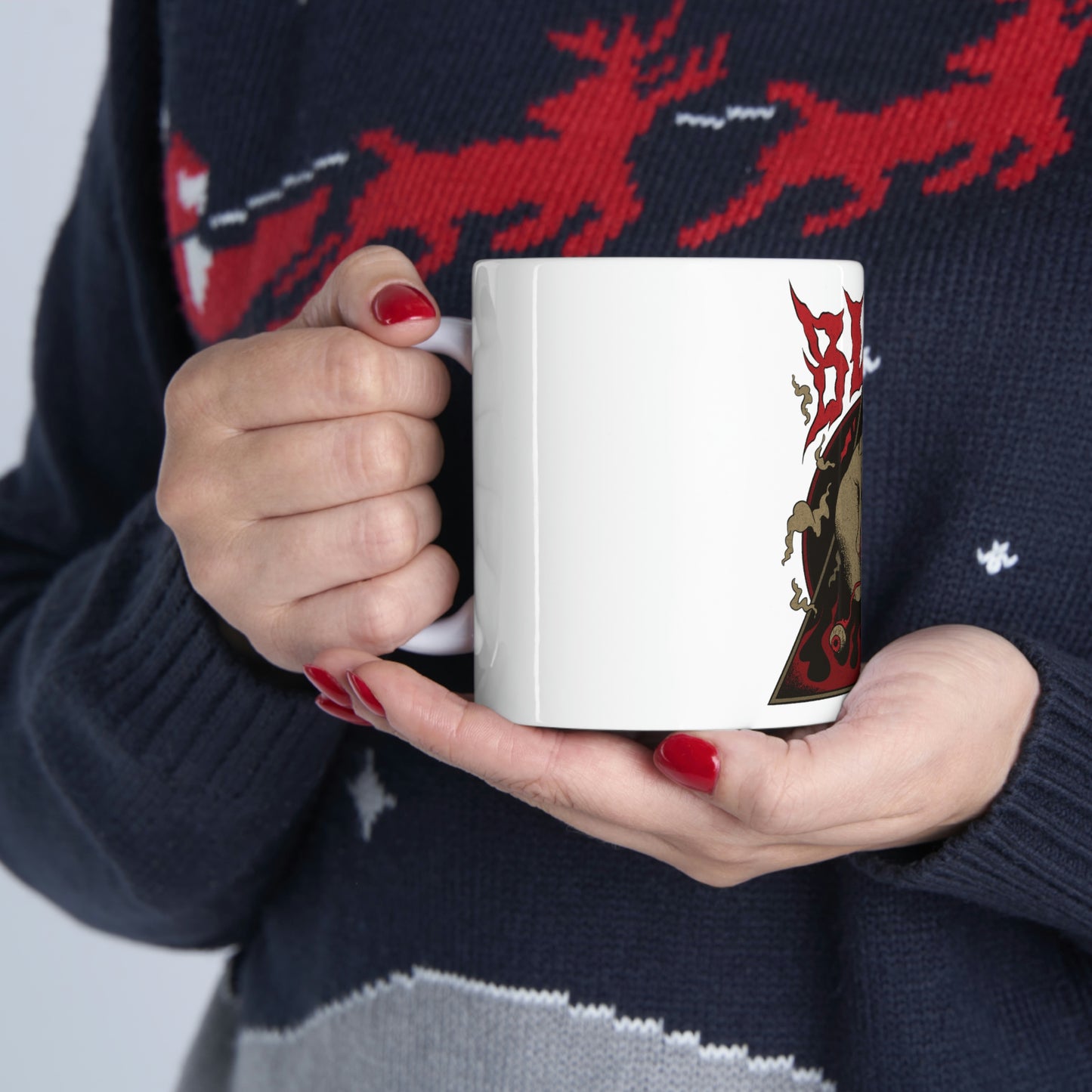 SKULL METAL BAND Goth Aesthetic White Ceramic Mug