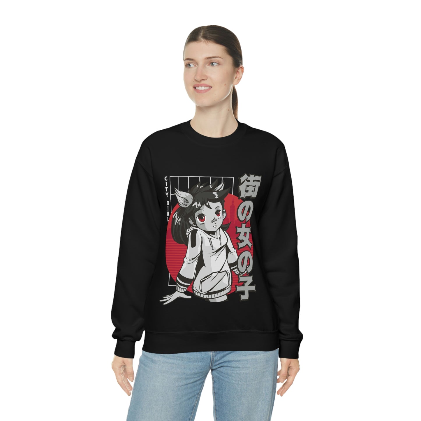 Japanese Aesthetic Anime City Girl Sweatshirt