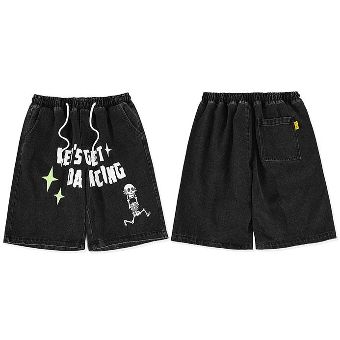 Streetwear Shorts Dancing Skeleton Graphic