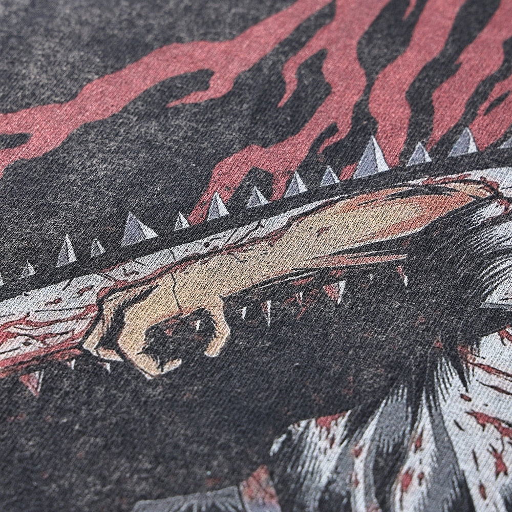 Black Vintage Anime T-Shirt Oversized