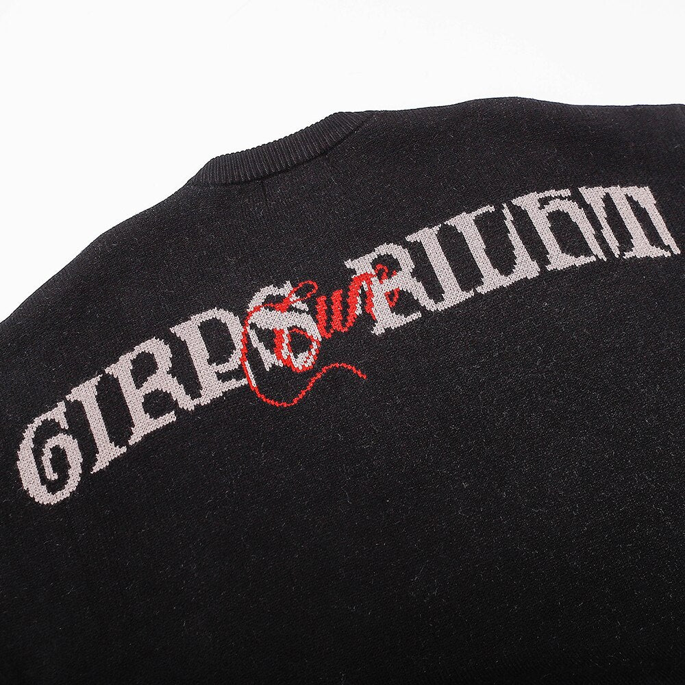 Oversized Black Y2k Sweater Anime Vintage