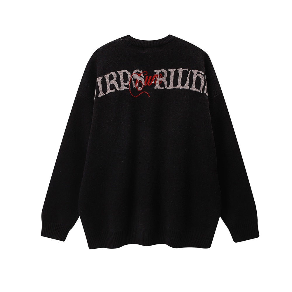 Oversized Black Y2k Sweater Anime Vintage